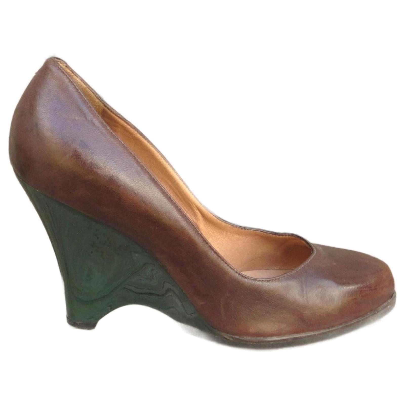 Marni Heels Dark brown Dark green Leather  ref.2312569