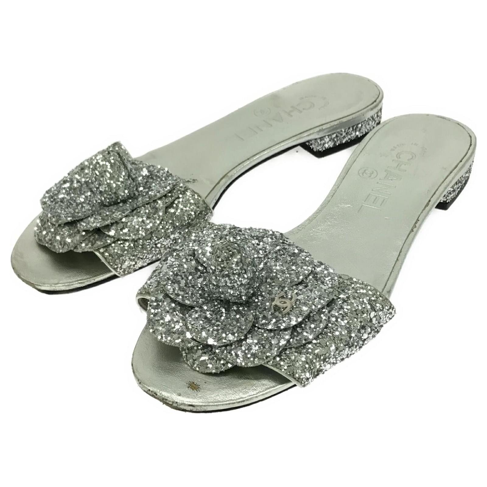 Chanel Silver Sandals Mules Silvery  ref.2311649