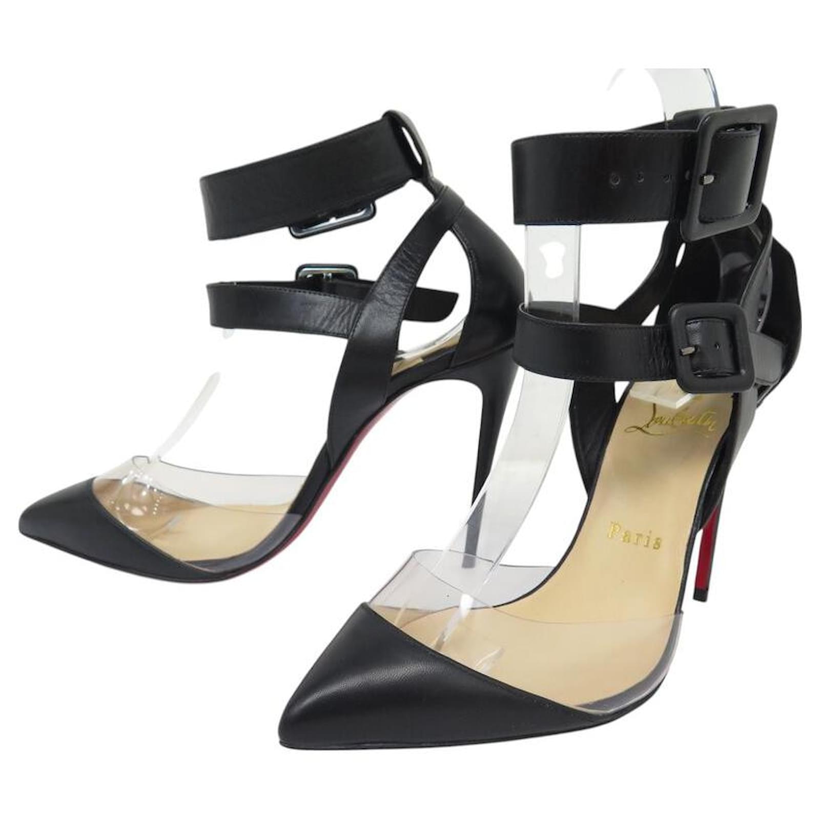 NINE CHRISTIAN LOUBOUTIN MULTIMISS PVC PUMPS 37.5 NEW SHOES Black Leather  ref.2267381
