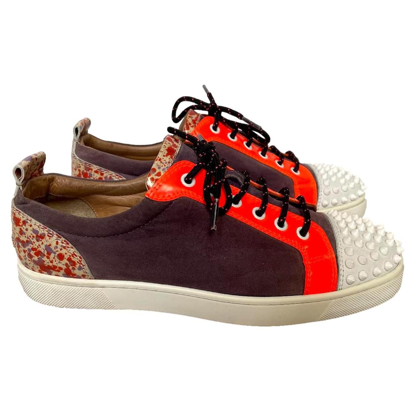 Christian Louboutin Sneakers White Orange Purple Suede  ref.2309365