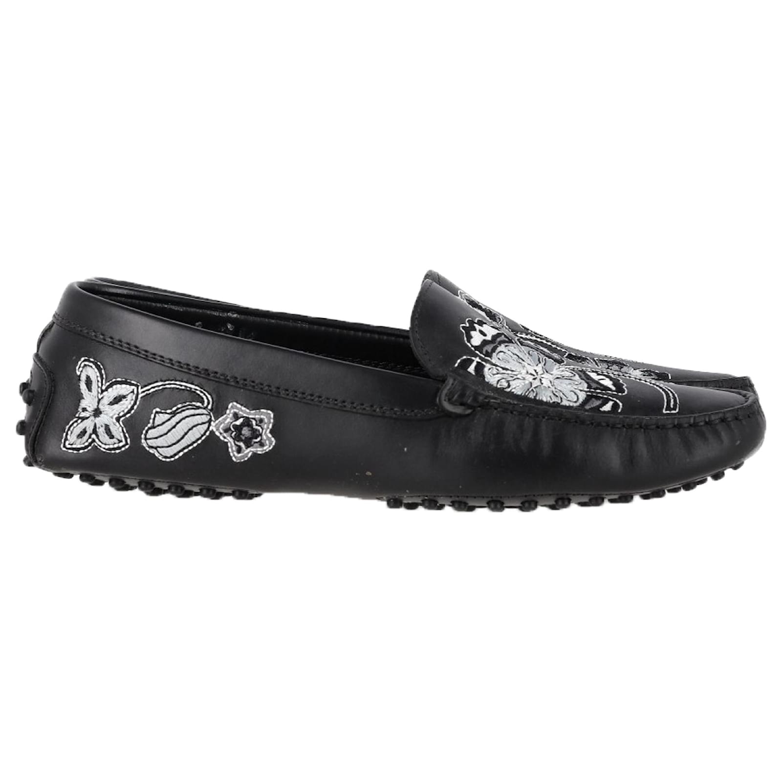  Tod's Embroidered Loafers in Black Leather  ref.2015918