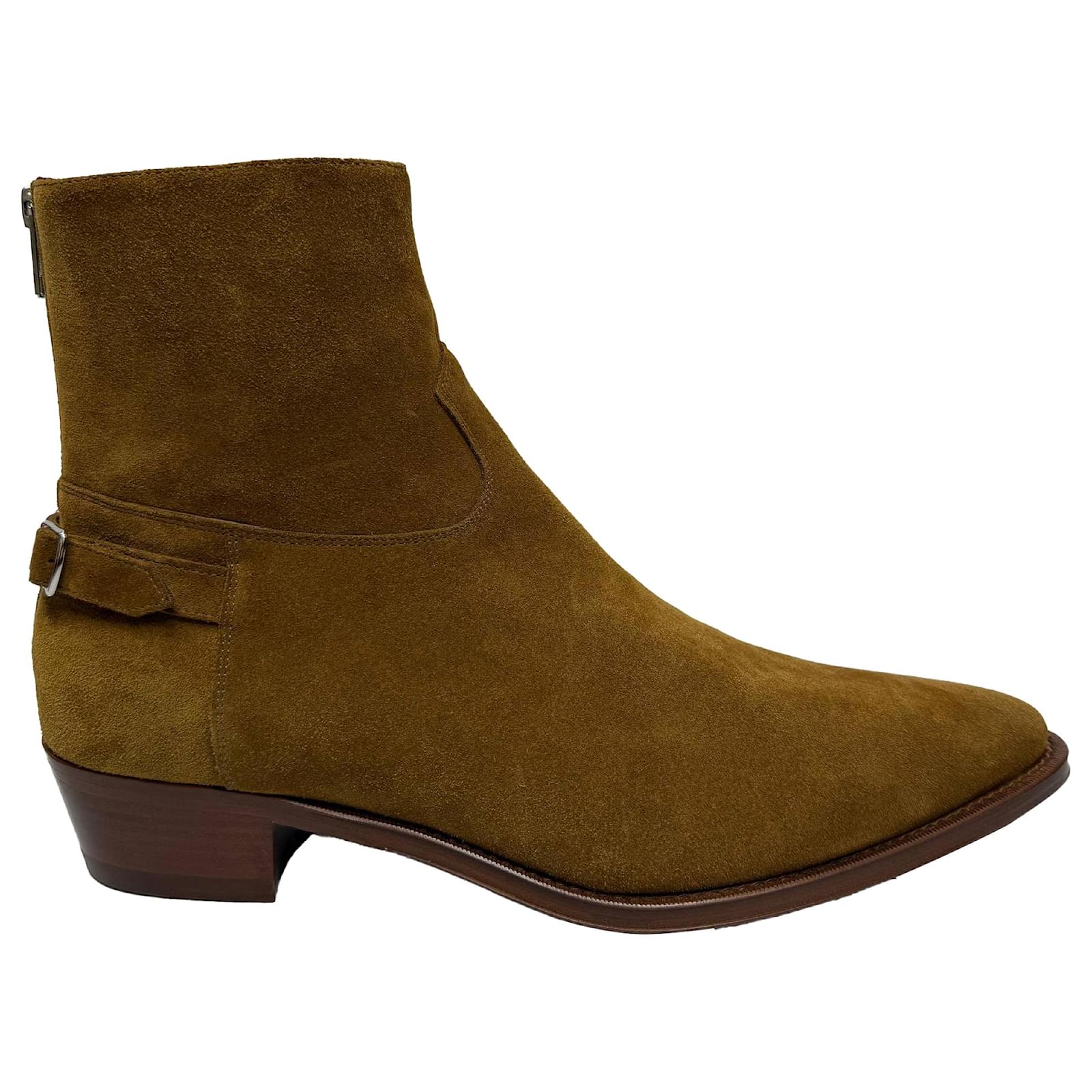Céline Celine Jacno Ankle Boots in Brown Suede  Red  ref.2306322