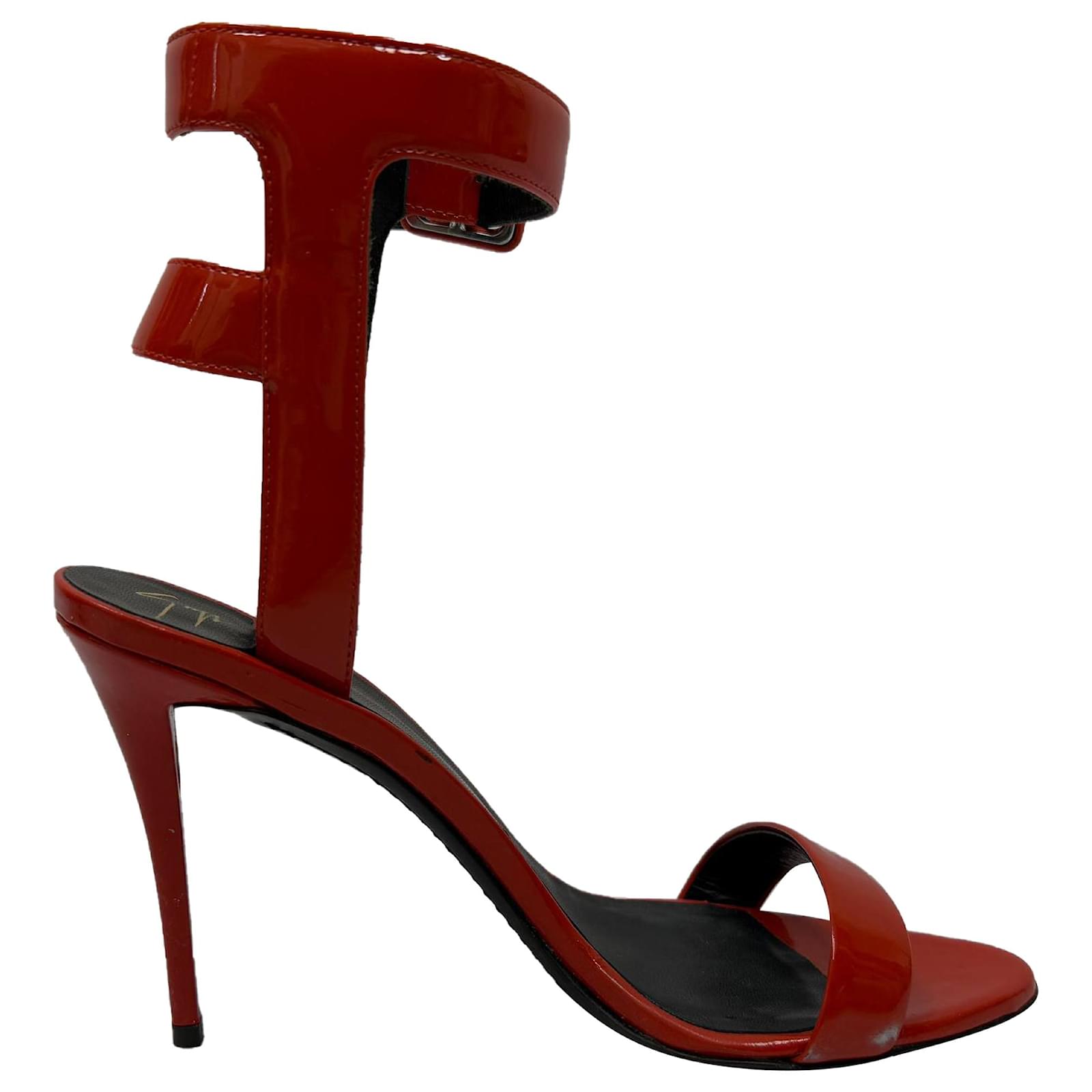  Giuseppe Zanotti High Ankle Strap Sandal Heels in Red Patent Leather  ref.2304537