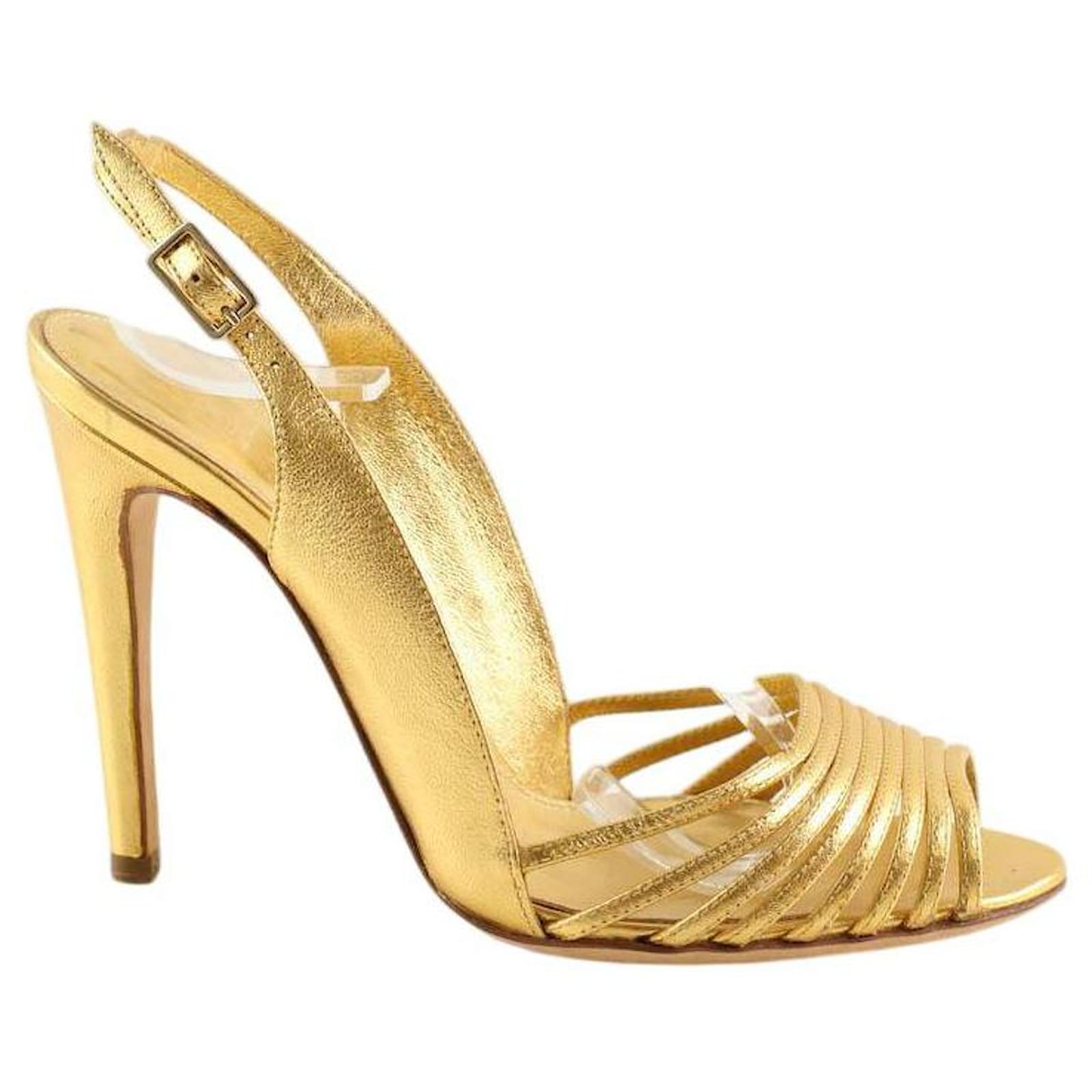 Sergio Rossi Leather heels Golden  ref.2303480