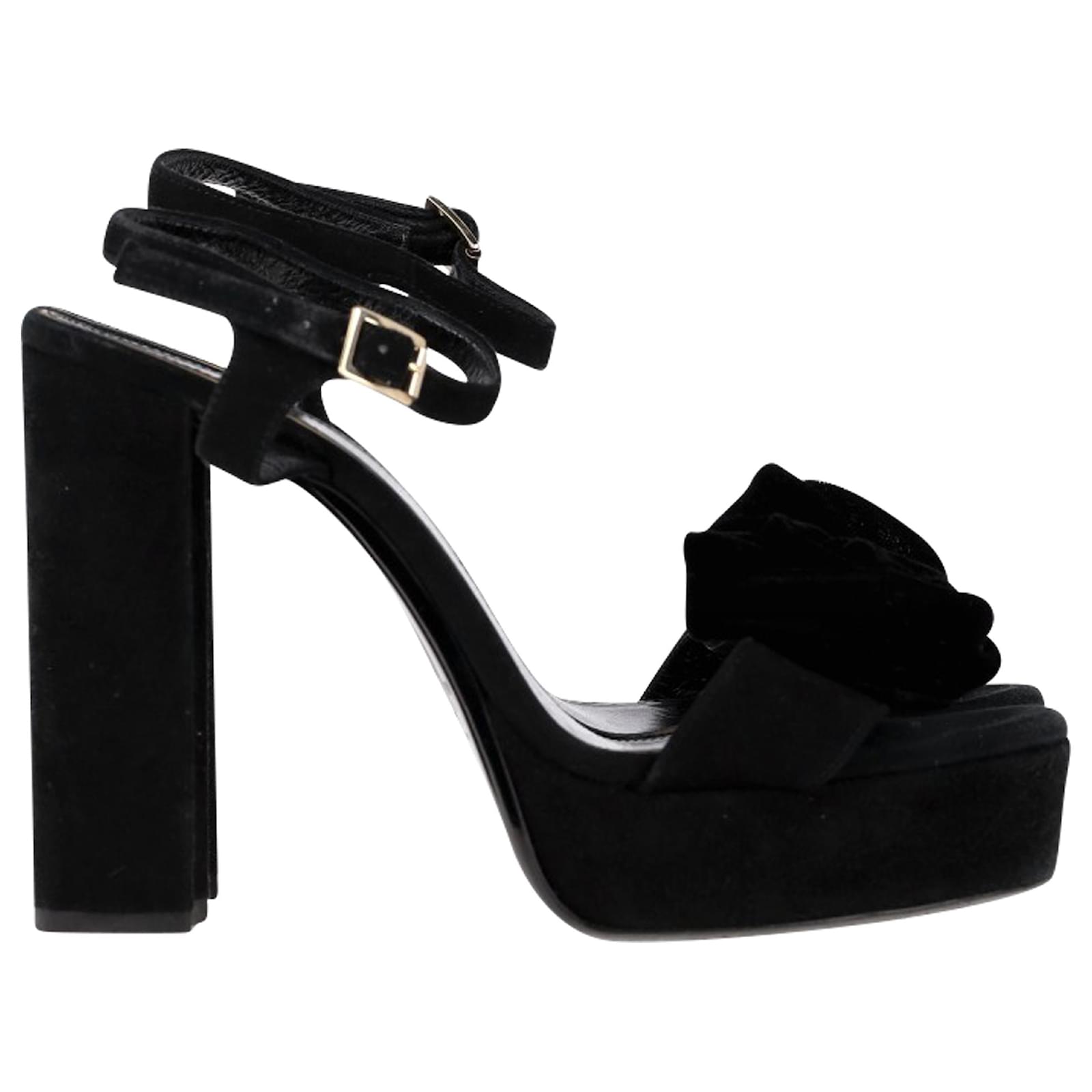 Lanvin Platform Sandals in Black Suede  ref.2300377