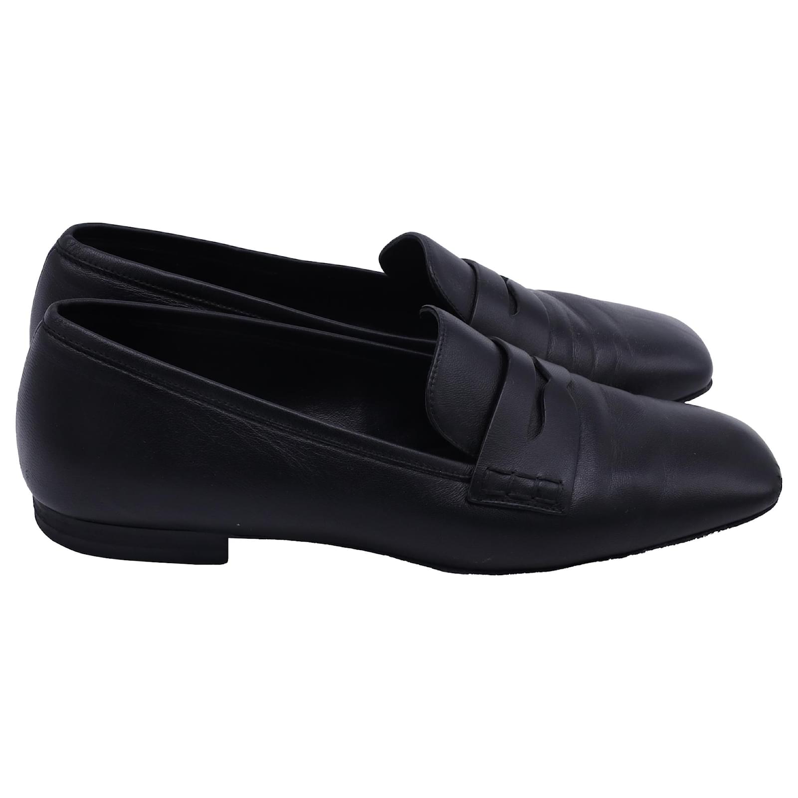 Khaite Square-Toe Penny Loafers in Black Leather  ref.2300265