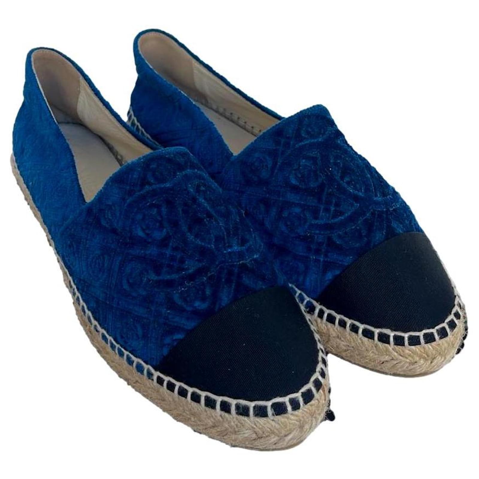 Chanel espadrilles Blue Velvet  ref.1961474