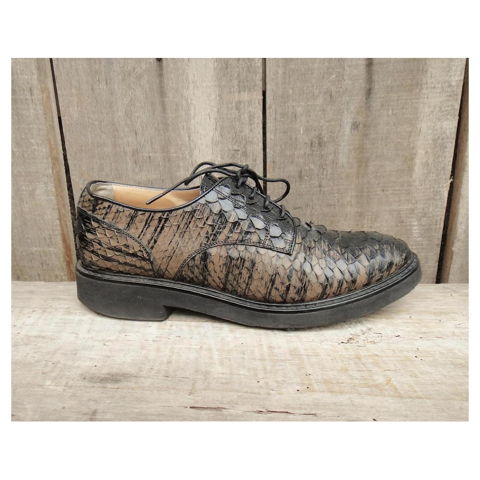 Sartore Lace ups Black Beige Python  ref.2295072