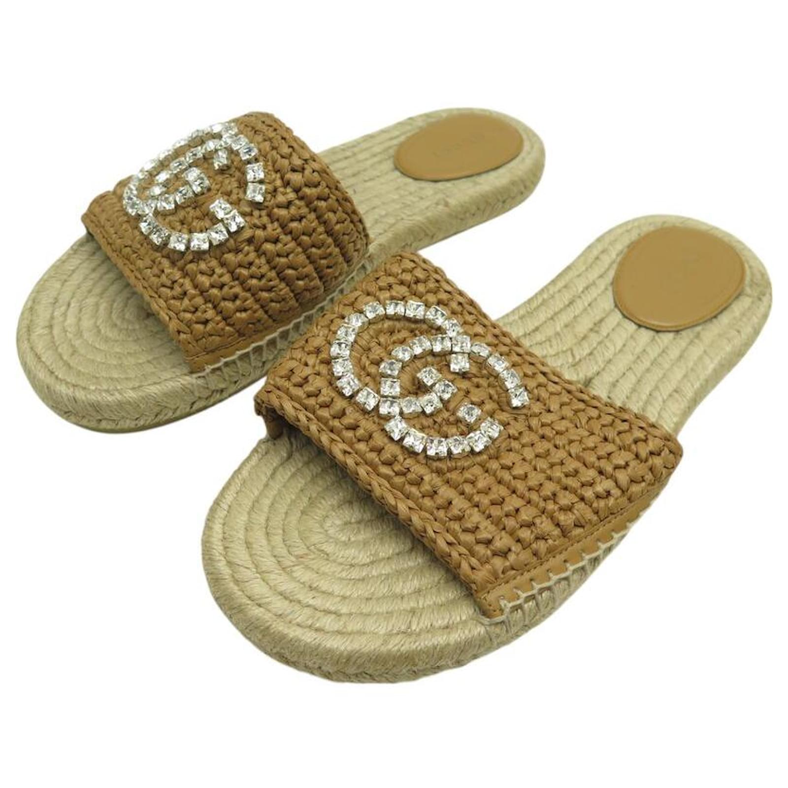 NEW GUCCI SHOES SANDALS ESPADRILLES GG LOGO 780589 39.5 40.5 SHOES Beige Rope  ref.2250999
