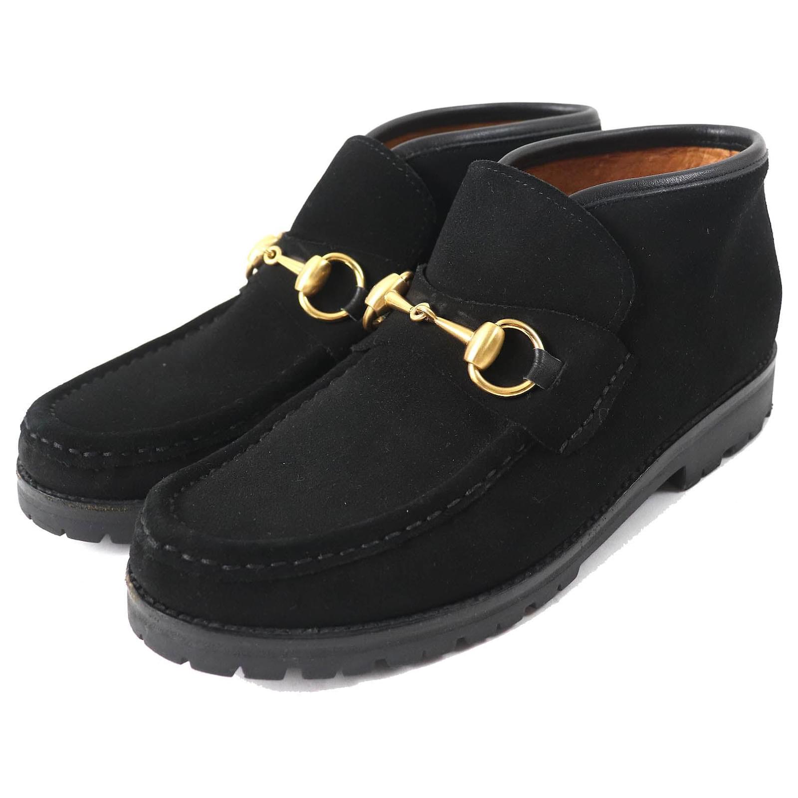 Gucci Horsebit Suede Ankle Boots Black 36 Leather  ref.2298665