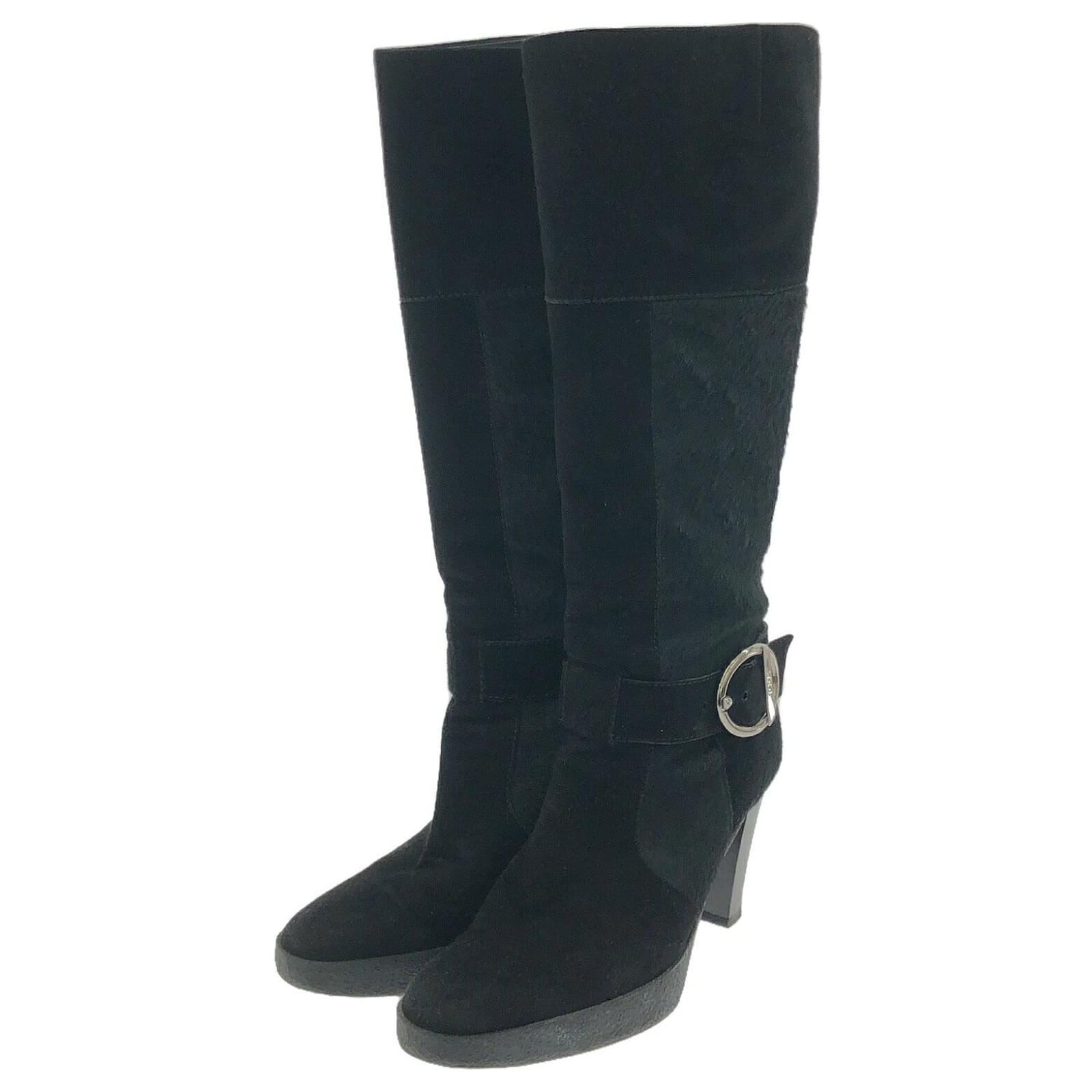 Tod's Long Boots Suede Boots Black  ref.2298203