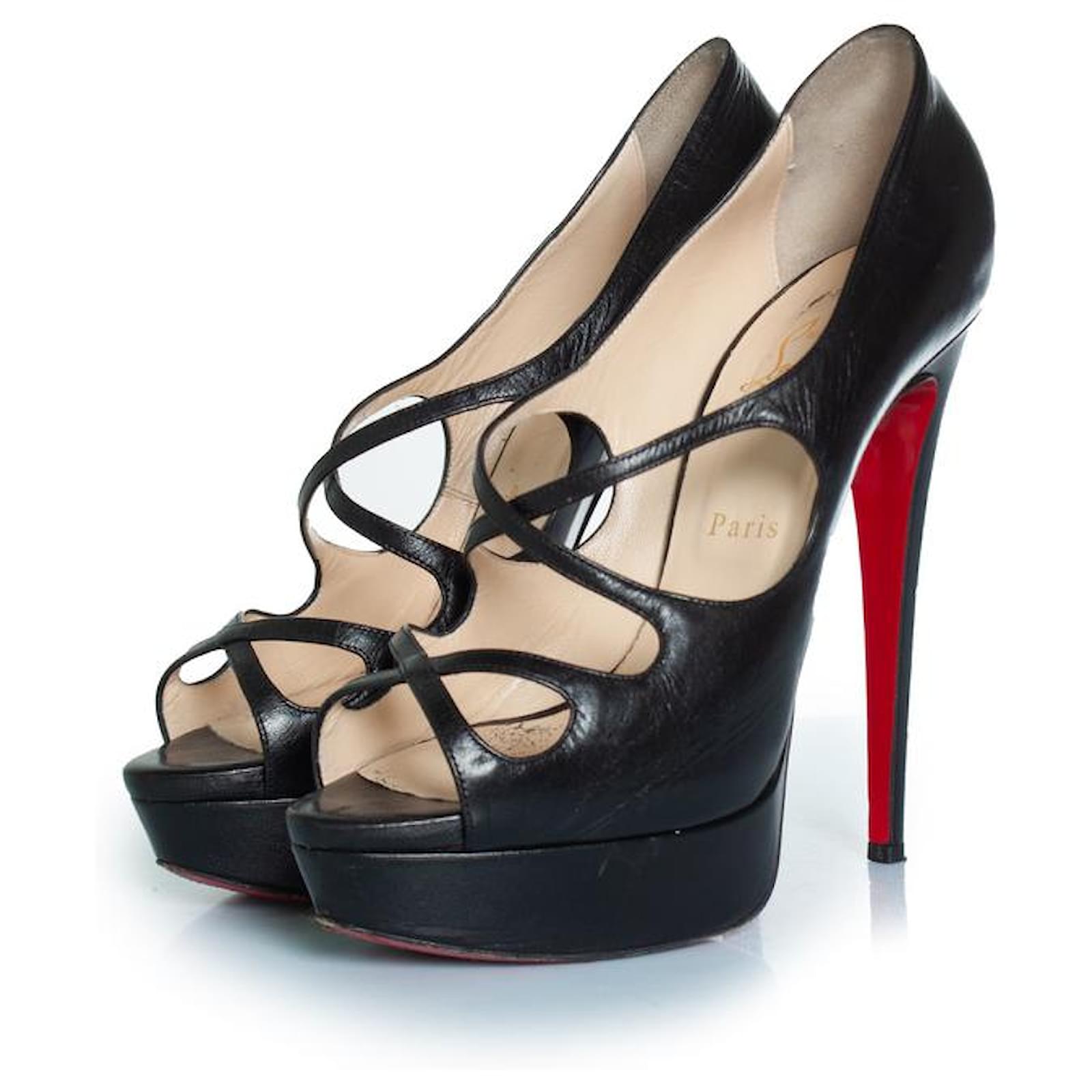 Autre Marque Christian Louboutin, Black Mademoi platform pump Leather  ref.2318866