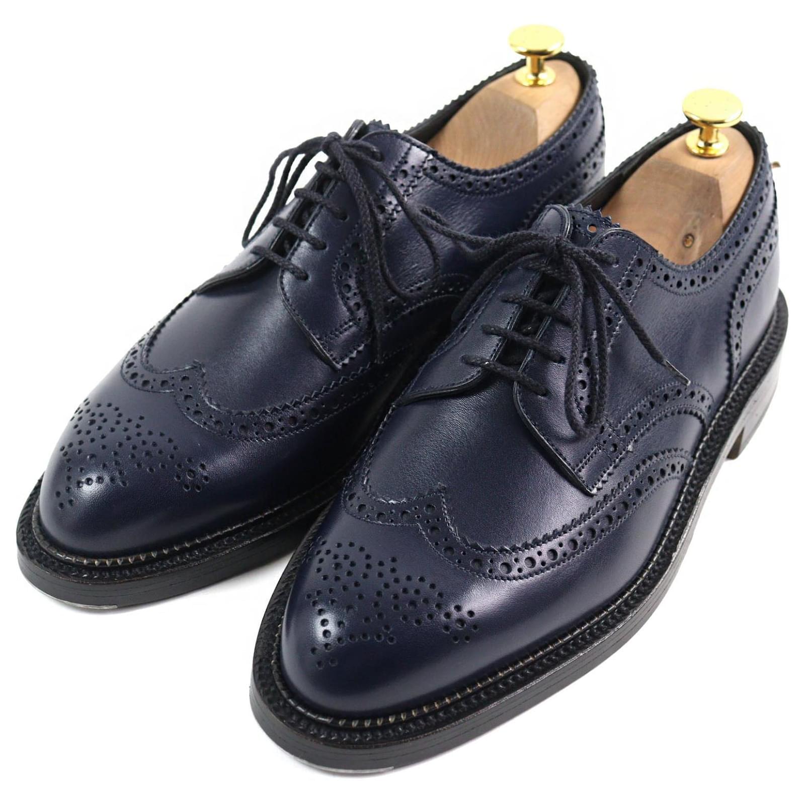 Autre Marque J.M WESTON 588 Wingtip Leather Shoes Navy Blue Navy blue  ref.2315889