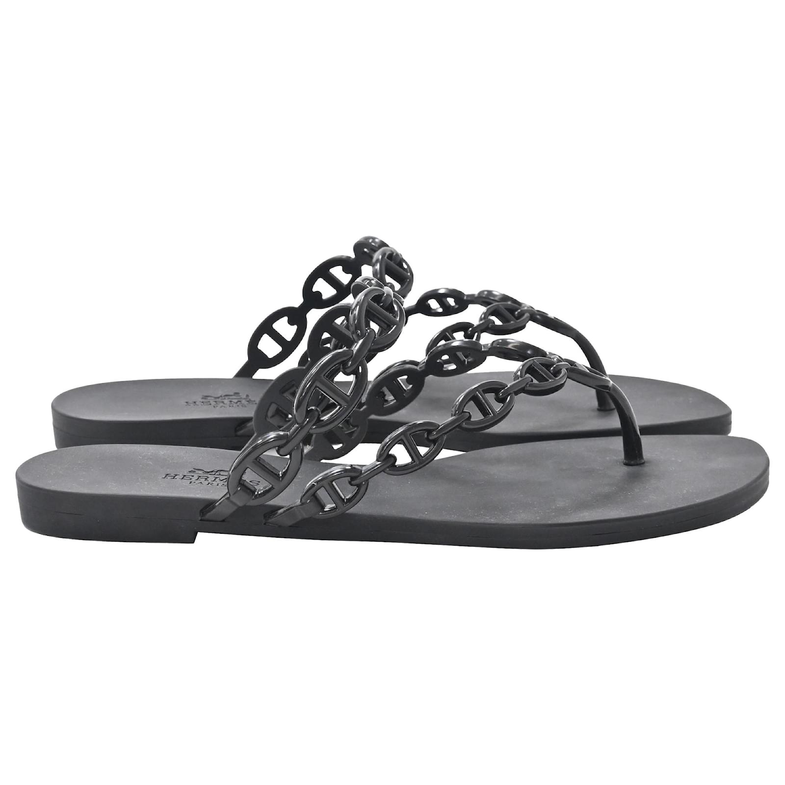 Hermès Island Sandals in Black Rubber  ref.2295783