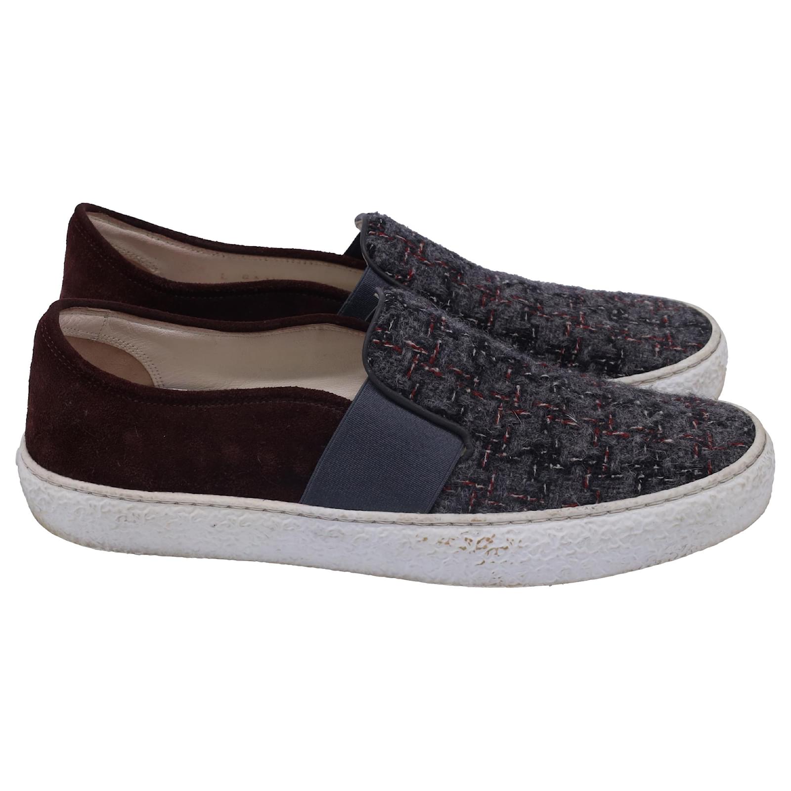 Chanel CC Tweed Slip-On Sneakers in Multicolor  Wool Multiple colors  ref.2295934