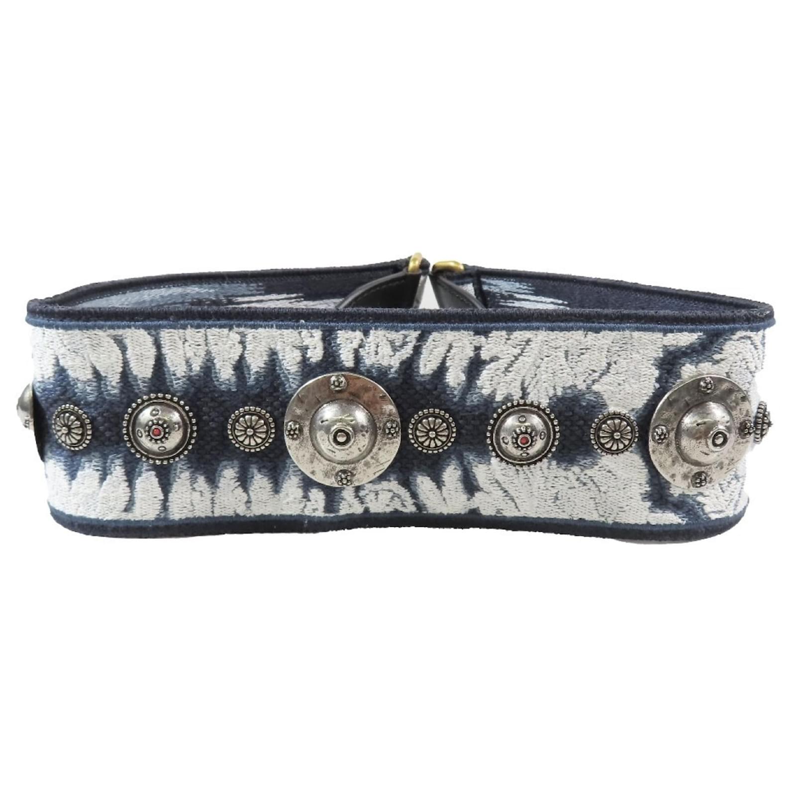 Christian Dior Wide Shoulder Strap Bag White Navy blue  ref.2293538
