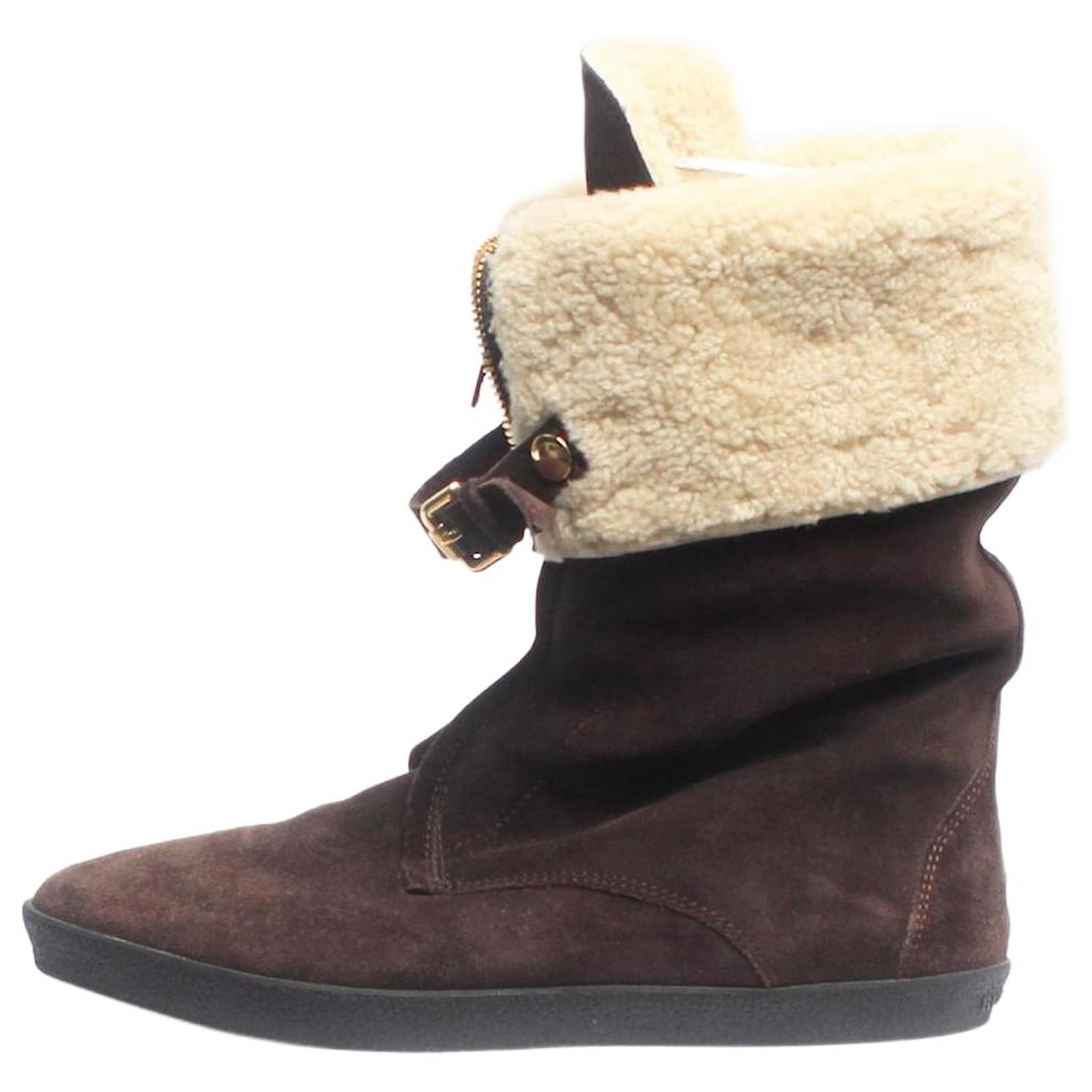 Burberry Brown sherling boots - size EU 38 (UK 5)  ref.1941909