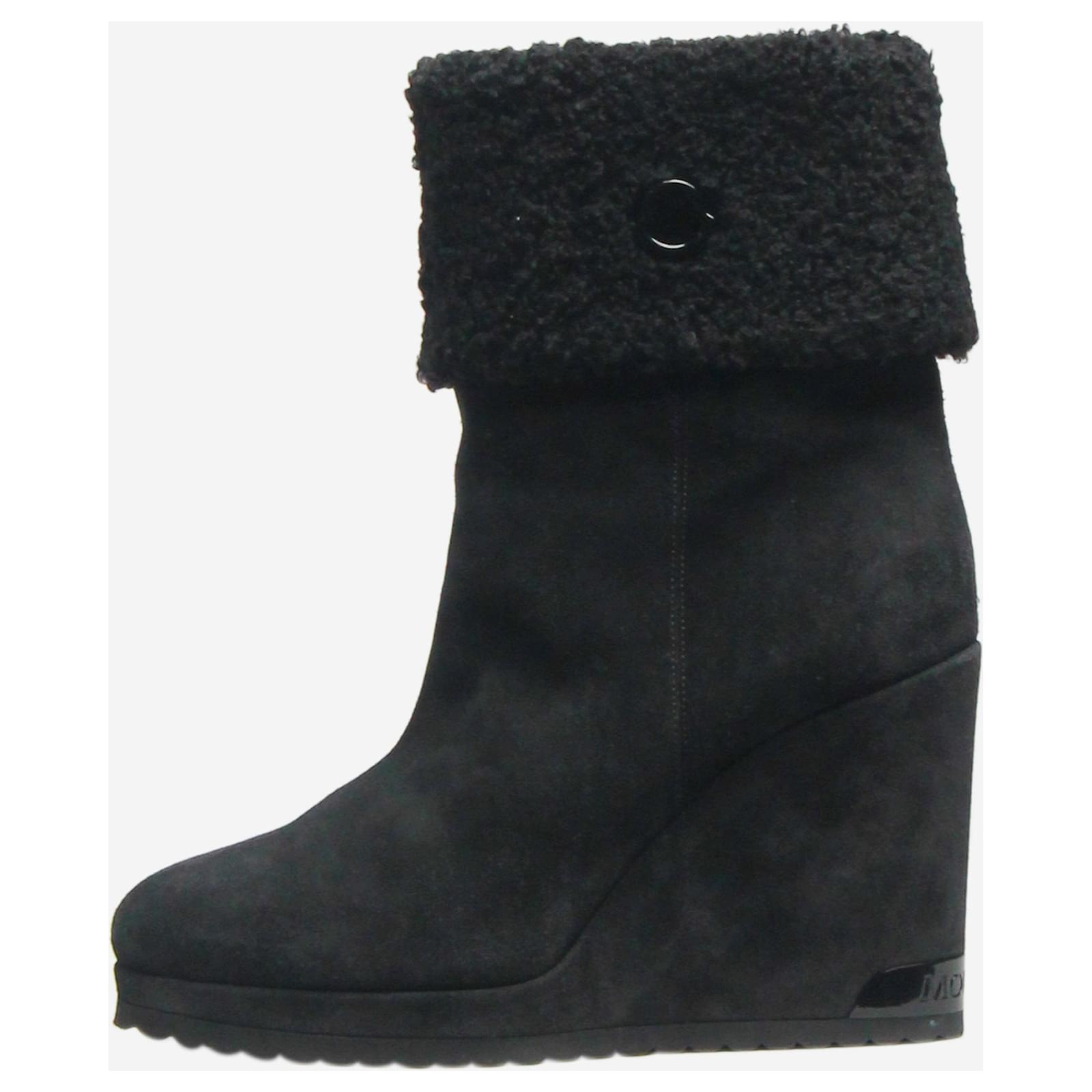 Moncler Black suede wedge boots - size EU 39  ref.1725228