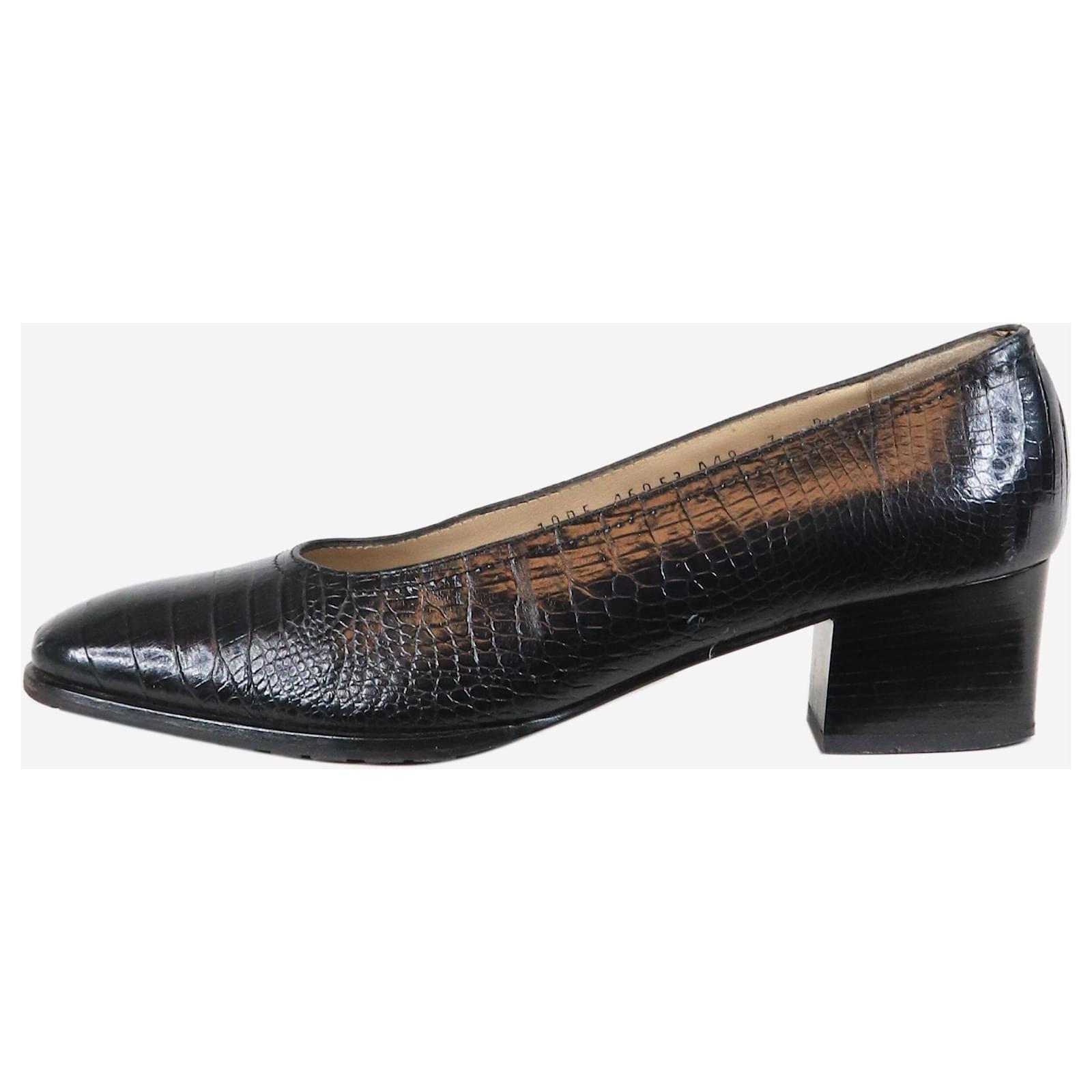 Salvatore Ferragamo Blue croc effect heels - size UK 4.5 Leather  ref.2292569