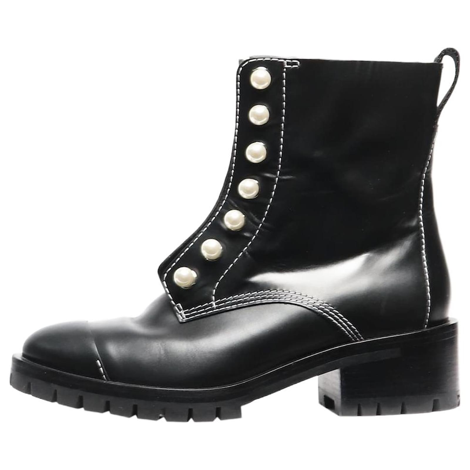 Phillip Lim Black pearl zip front ankle boots - size EU 39 (UK 6) Leather  ref.2109674
