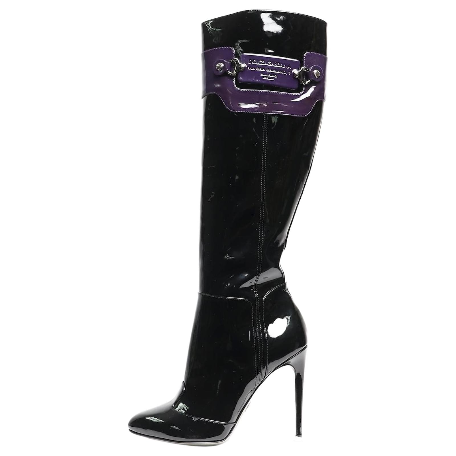 Dolce & Gabbana Black patent leather knee-high boots - size EU 38 (UK 5)  ref.2071967