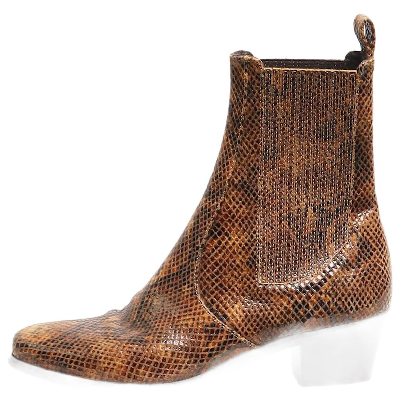 Soeur Brown faux python Chelsea boots - size EU 38 (UK 5) Leather  ref.2071964