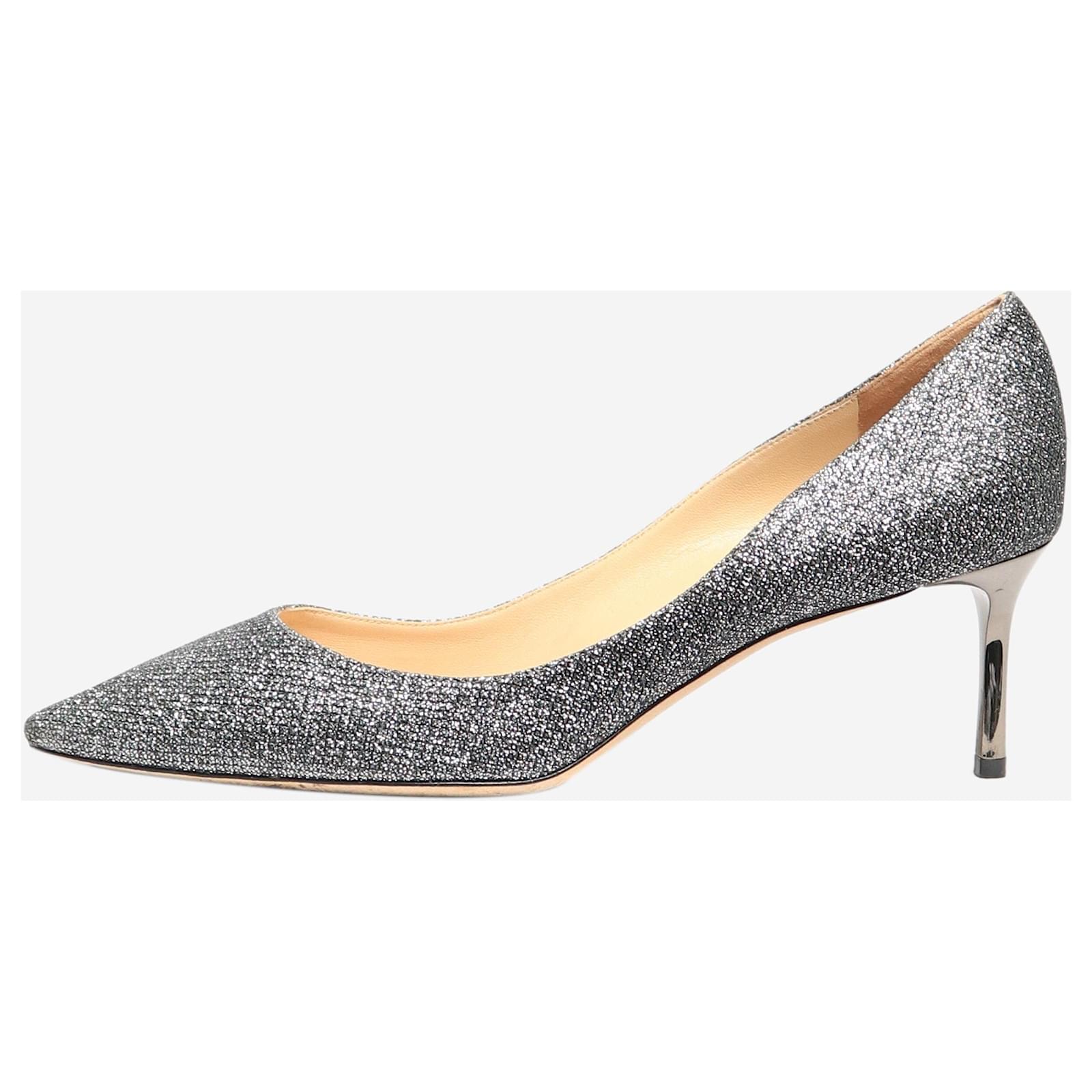 Jimmy Choo Silver glitter pumps - size EU 40.5 (UK 7.5) Silvery Leather  ref.2092410