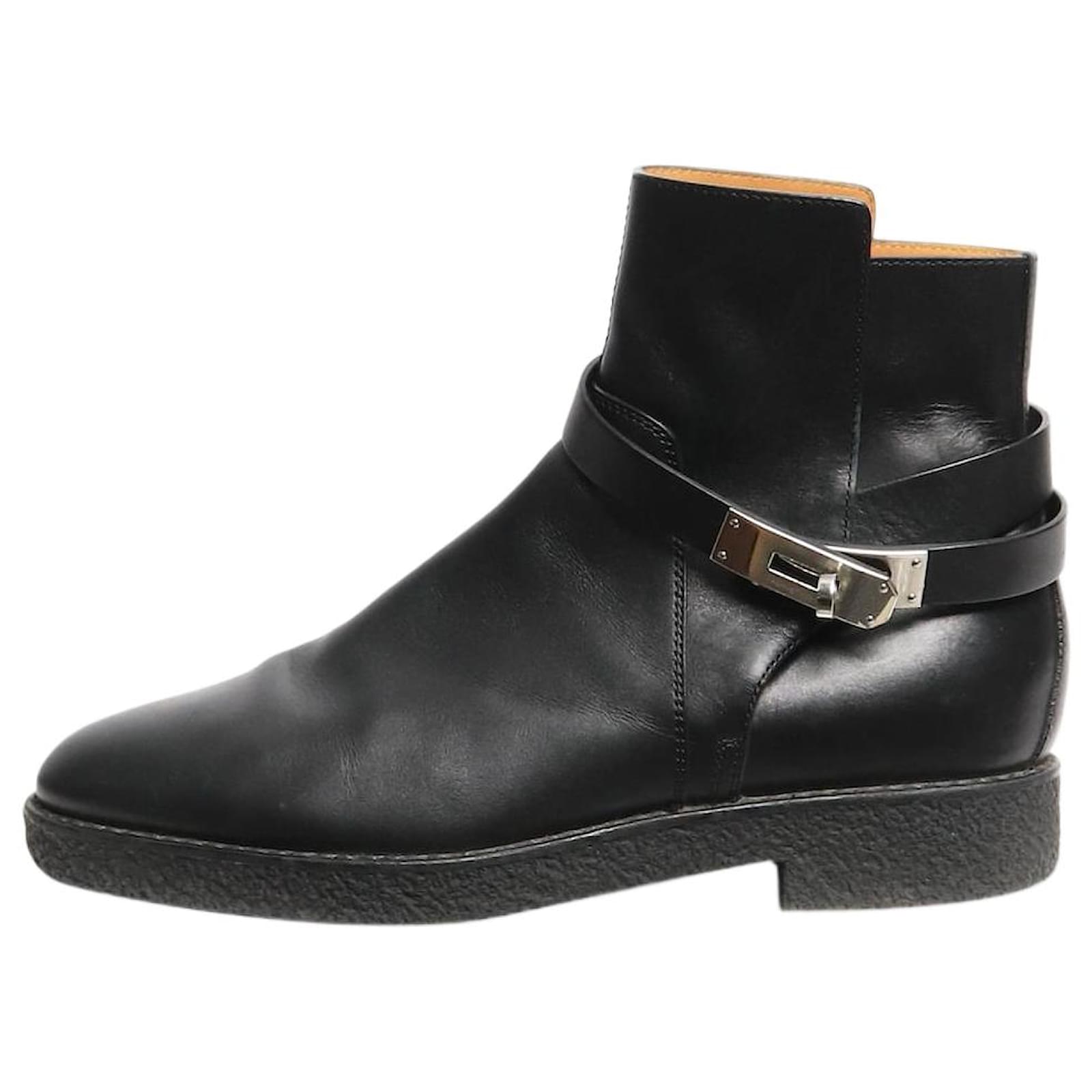 Kelly Hermès Black Neo ankle boots - size EU 38 Leather  ref.2292295