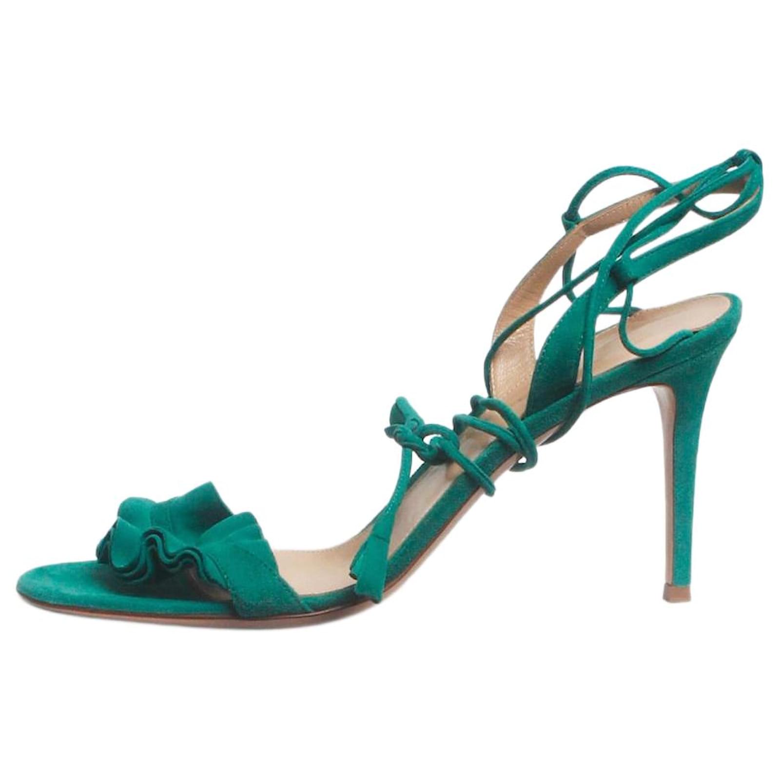 Gianvito Rossi Green suede sandal heels - size EU 41 (UK 8)  ref.2291661