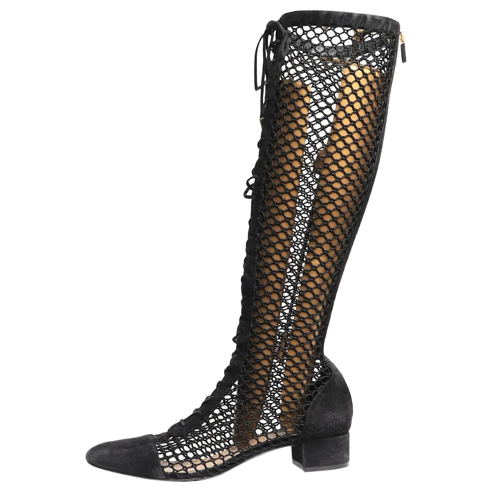 Christian Dior Black Naughtily-D suede mesh boots - size EU 38  ref.2326954