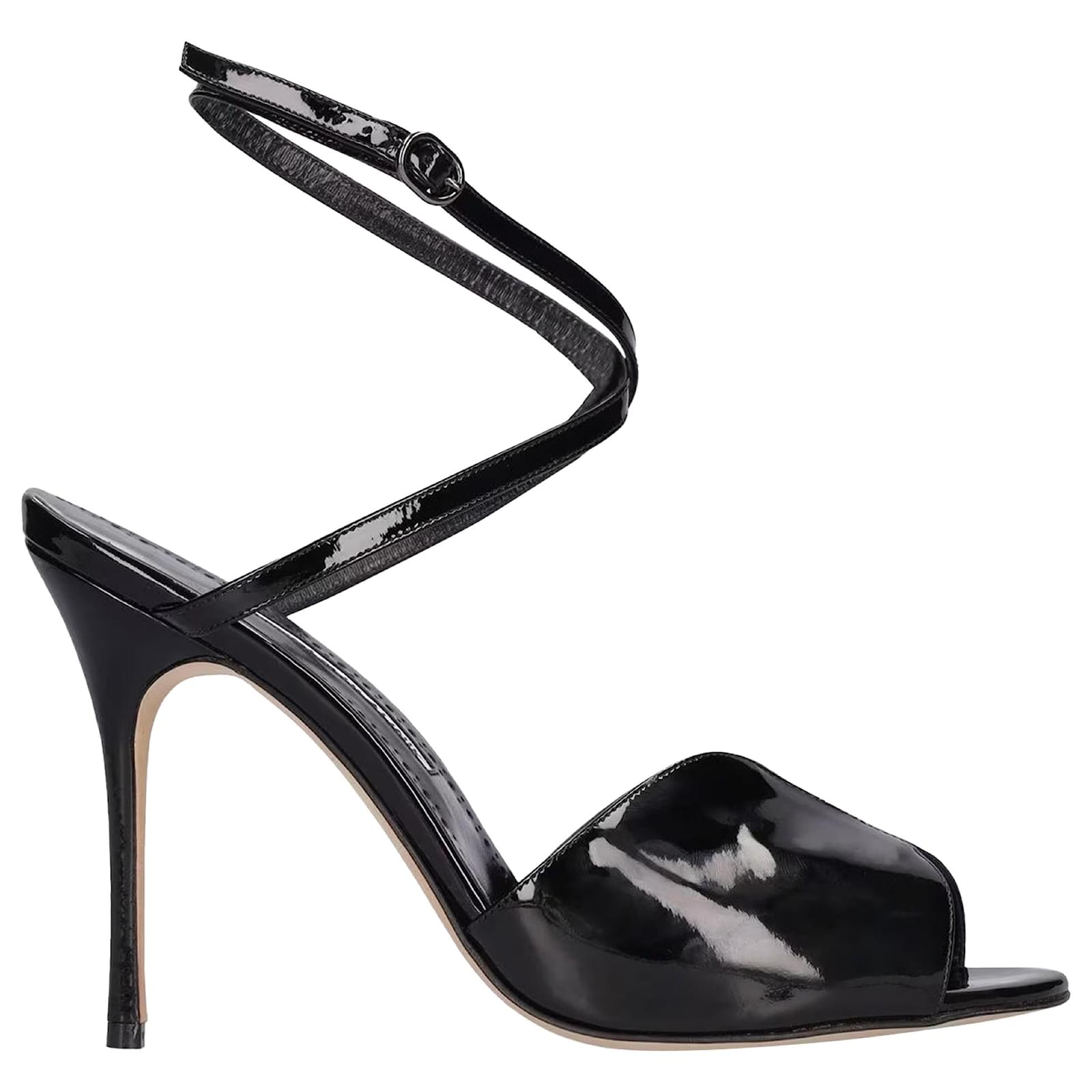 Manolo Blahnik Hourani 105 Sandals Black Leather Pony-style calfskin  ref.2326581