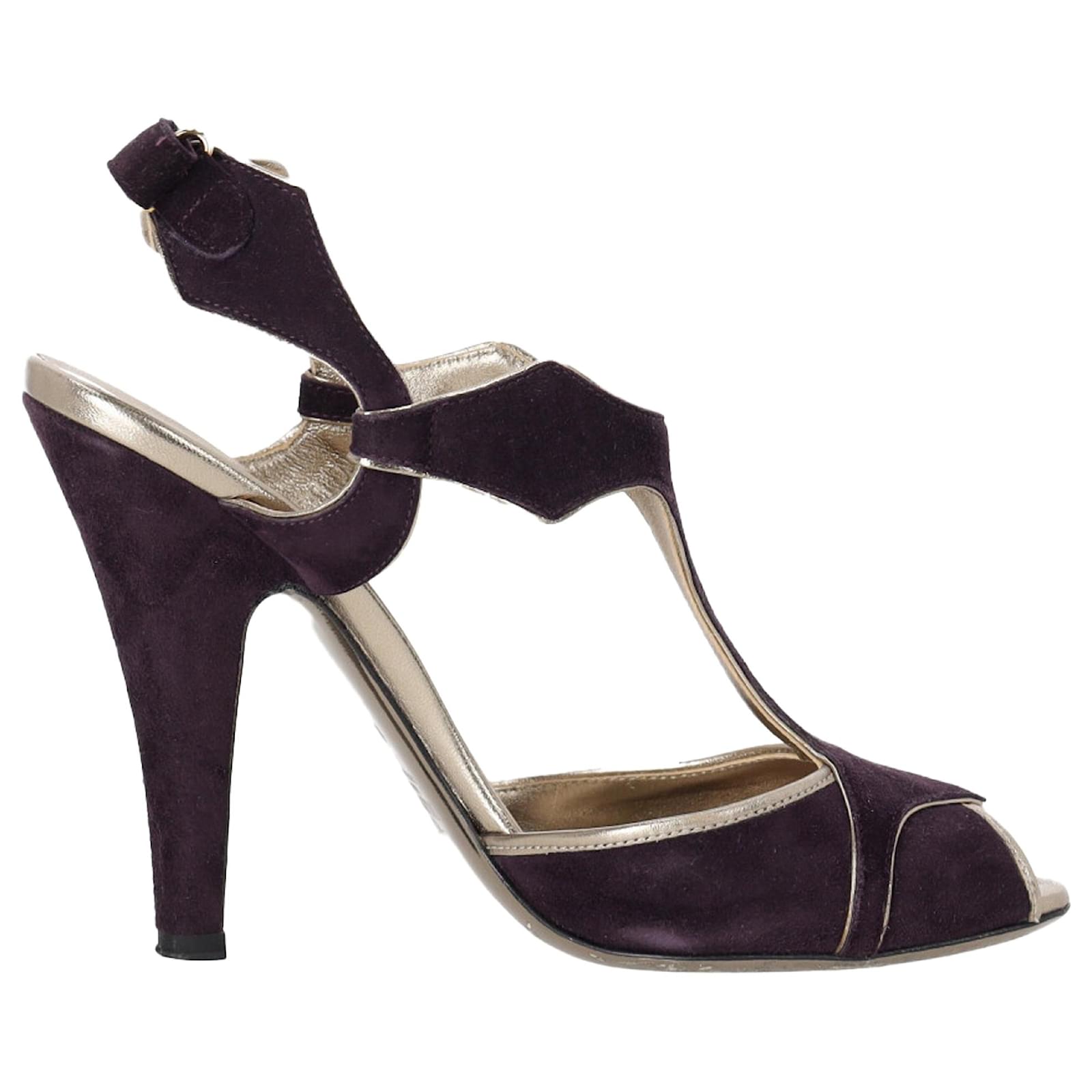 Valentino Garavani Two Toned Ankle Strap Sandals in Violet Suede Purple  ref.2324012