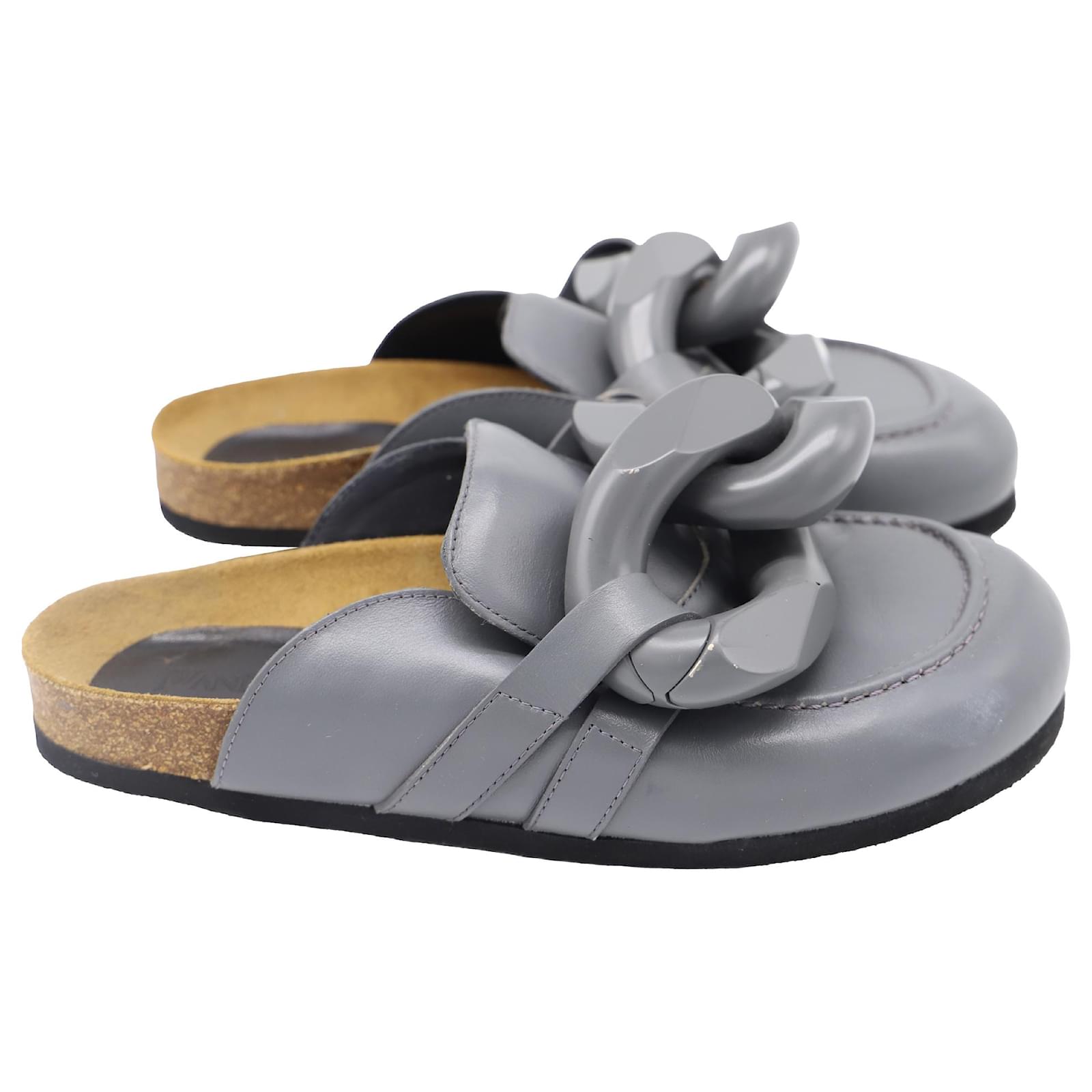  Jw Anderson Chain Loafer Mules in Grey Leather  ref.2323500