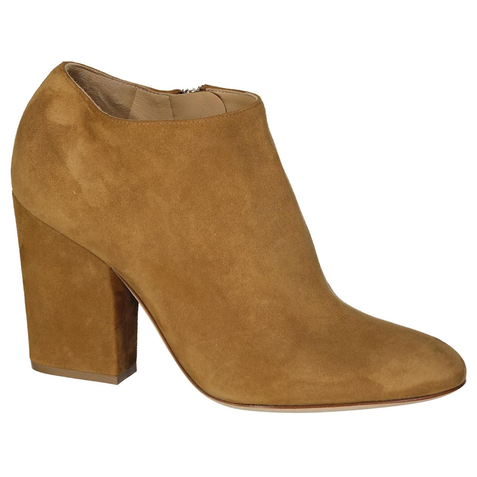 Sergio Rossi Leather Ankle Boots Yellow Camel Pony-style calfskin  ref.2323491