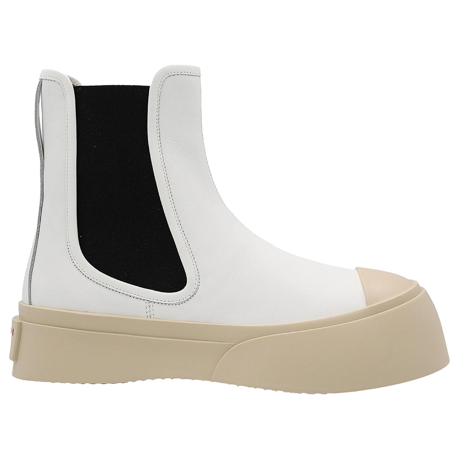 Marni Pablo Leather Boots White Pony-style calfskin  ref.2323446