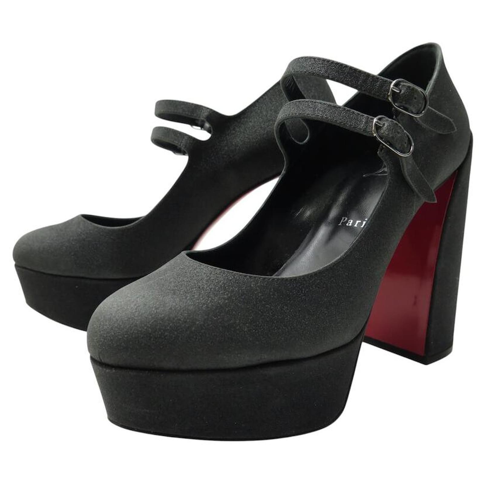 CHRISTIAN LOUBOUTIN MOVIDA JANE 130 38 BLACK LEATHER GLITTER HEELS  ref.2146097