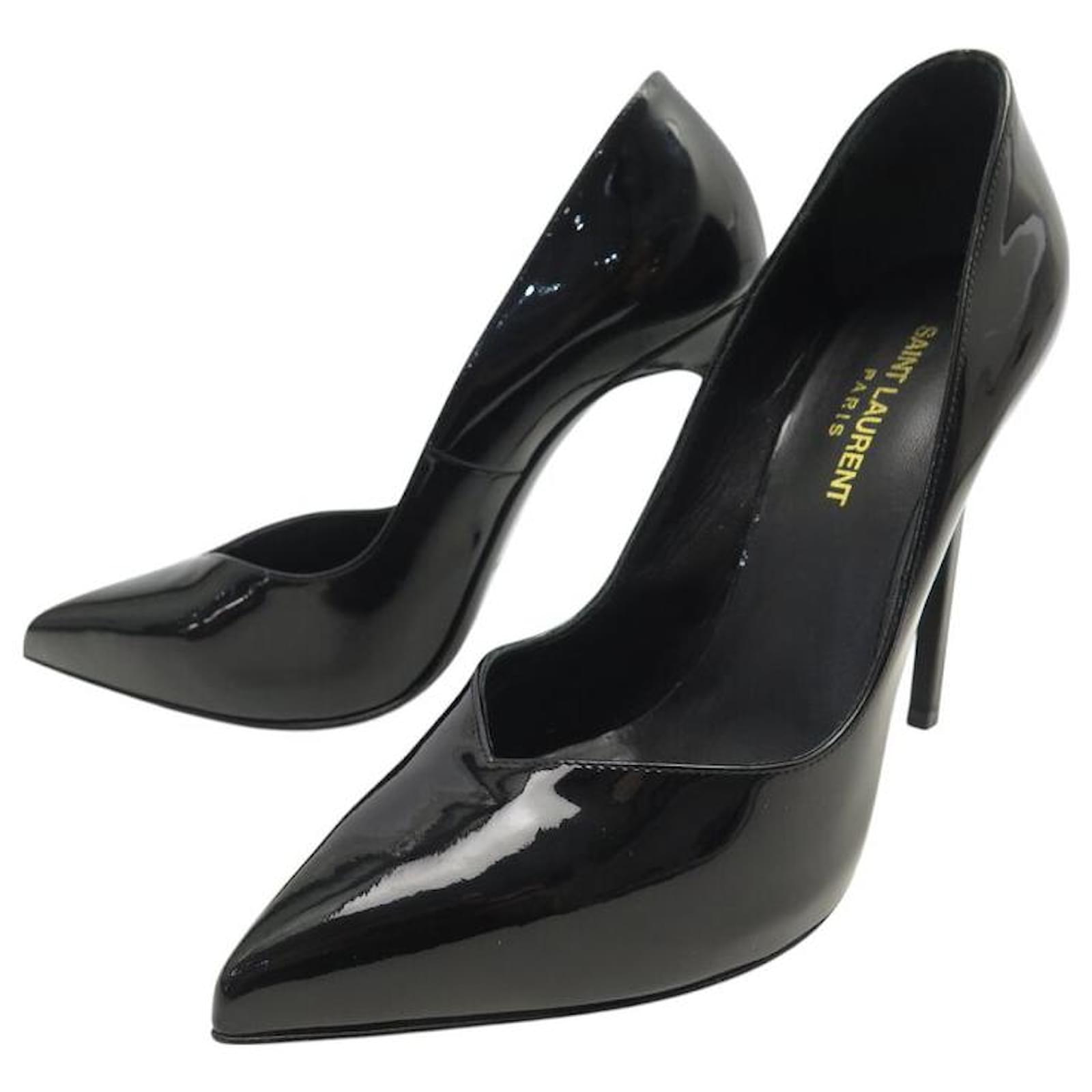 NINE SAINT LAURENT BOW PUMPS 448378 39 LEATHER SHOES Black Patent leather  ref.2272035