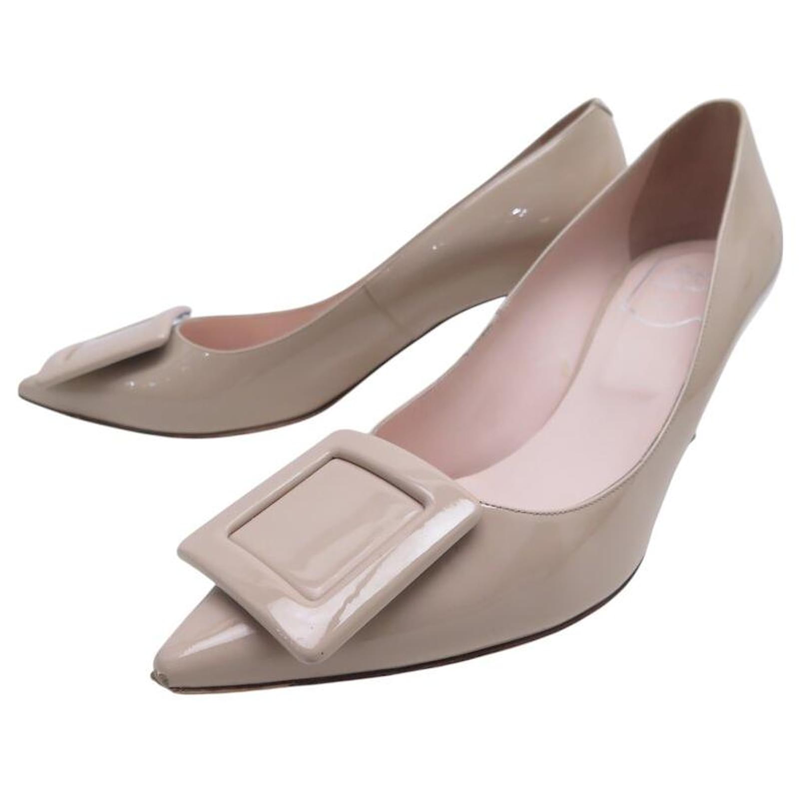 ROGER VIVIER VIV IN THE CITY PUMPS 40 PATENT LEATHER OLD PINK  ref.2321337