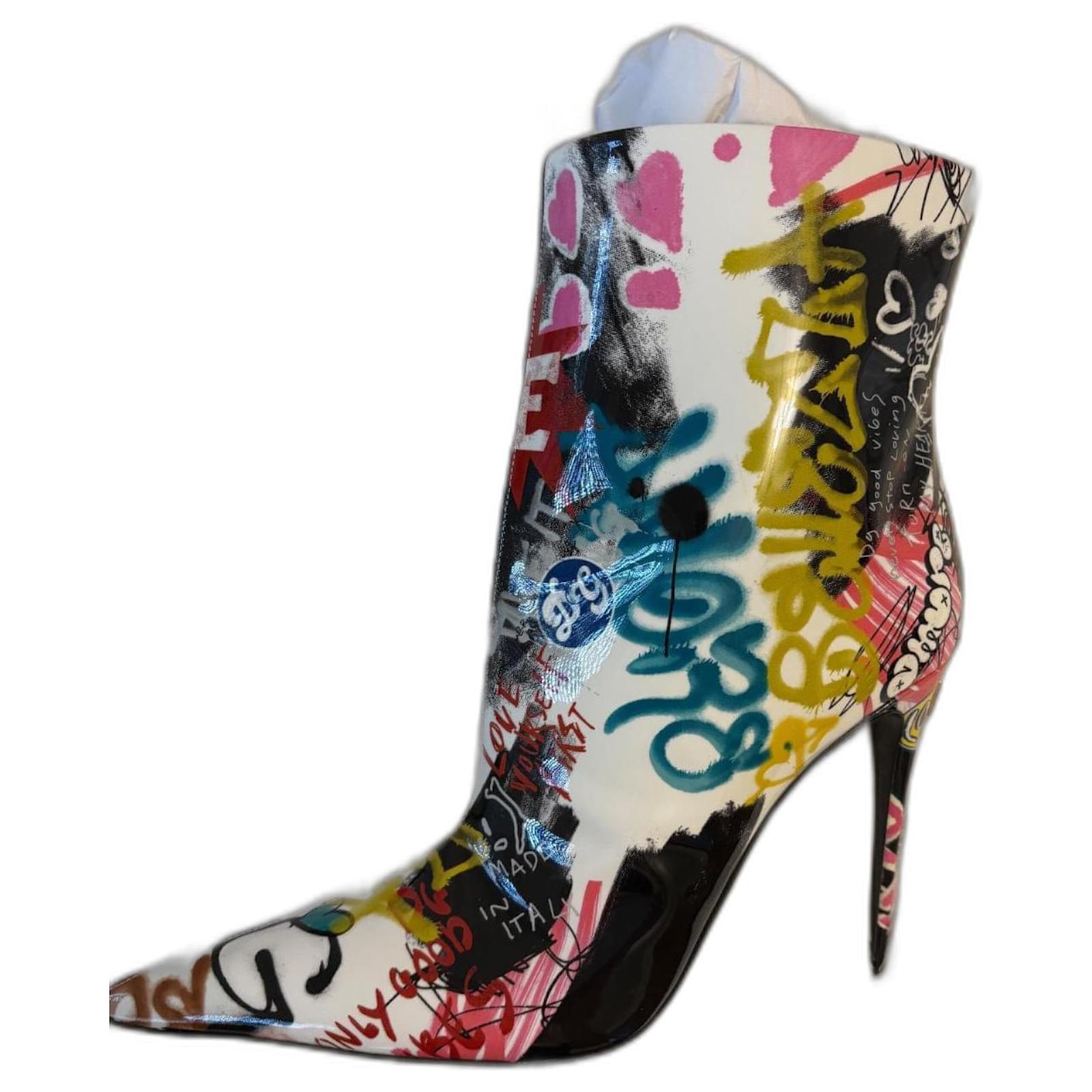 Dolce & Gabbana "Graffiti" Ankle Boots – Limited Edition Multiple colors Leather Patent leather  ref.2319069