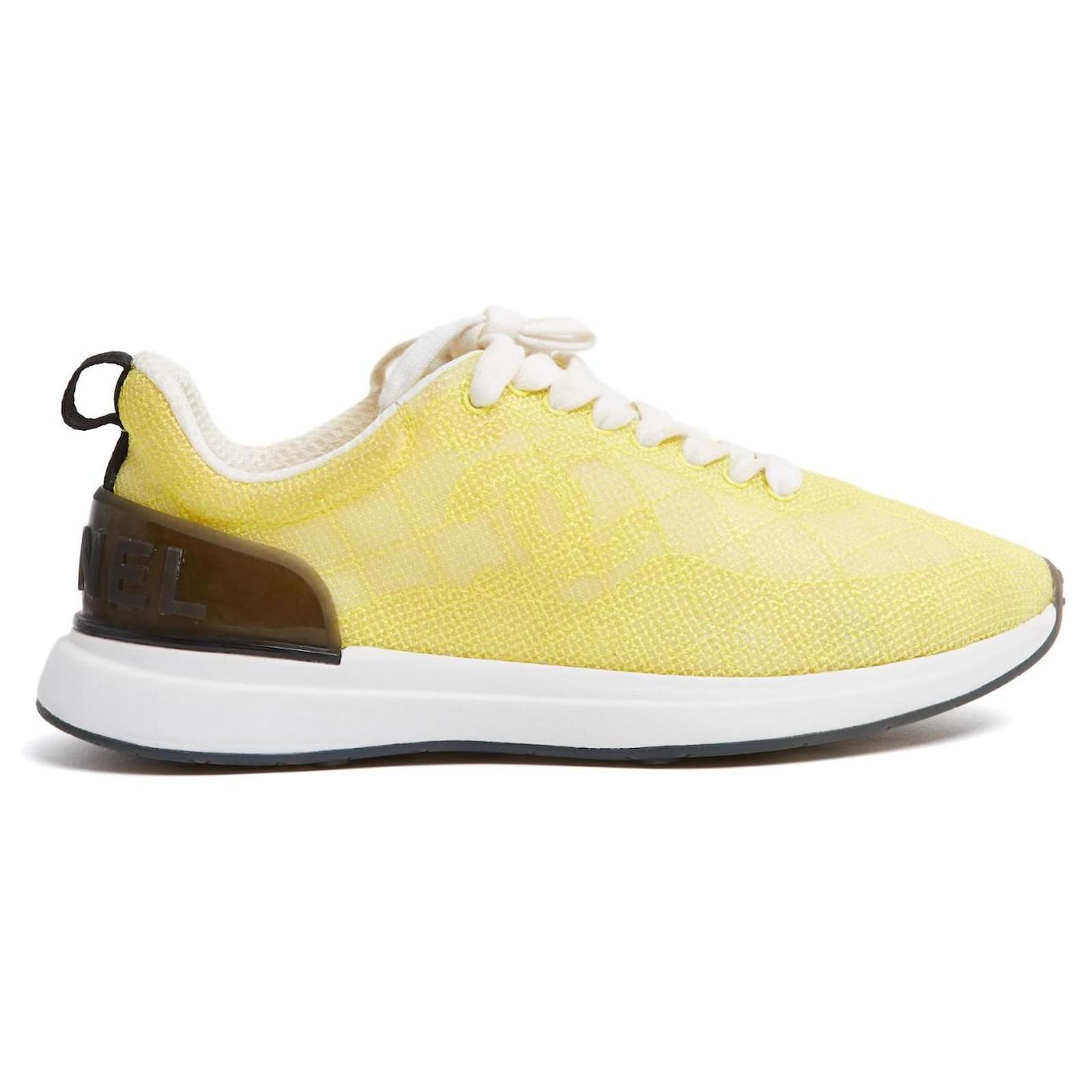 Chanel Lace-Up Sneakers Yellow EU37.5 Yellow technic fabric CC Sneakers UK4.5 US7 Polyamide  ref.2319077