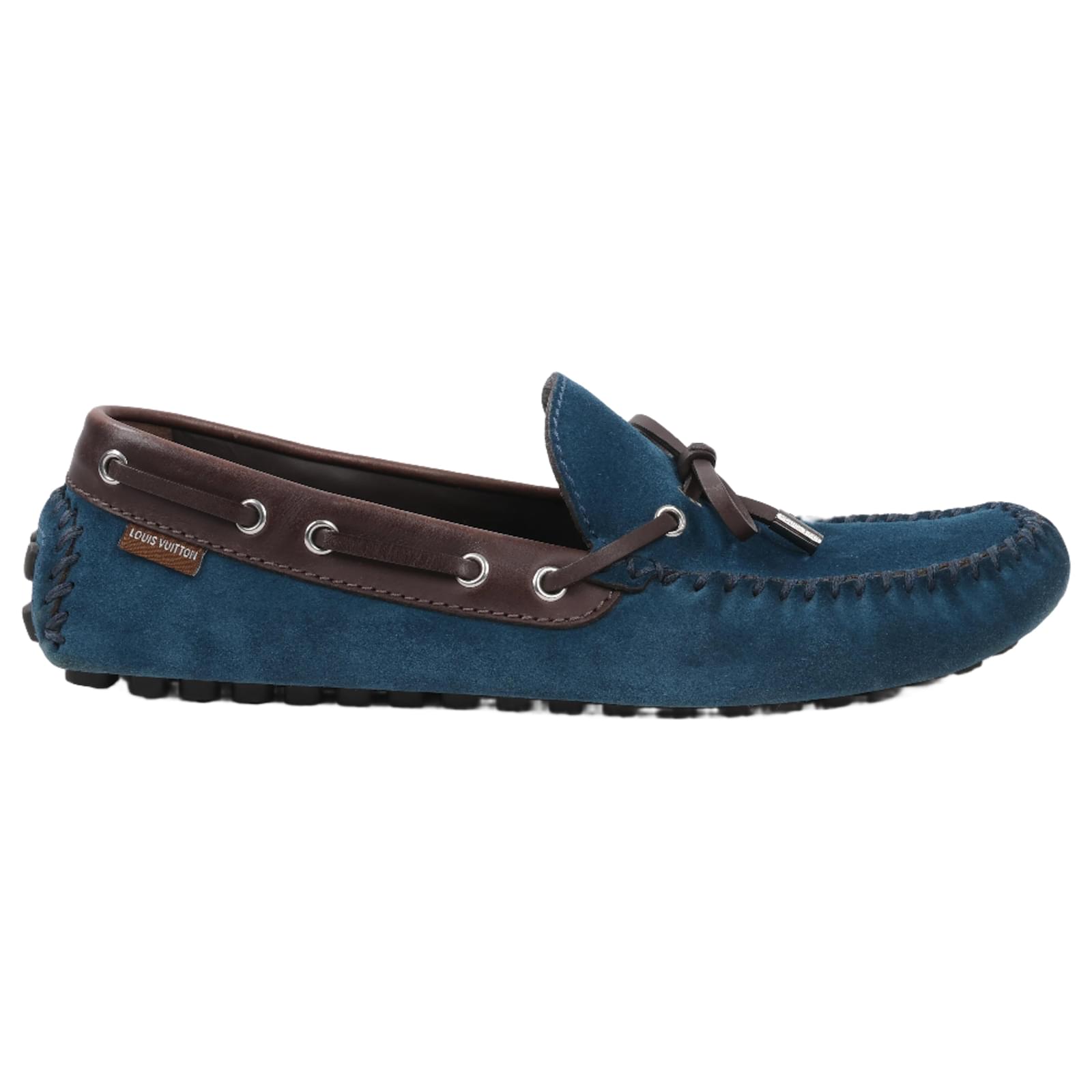 Louis Vuitton 14 years Suede Driving Loafers in Navy x Brown, Size 43 EU, ND0114 Navy blue  ref.2319860