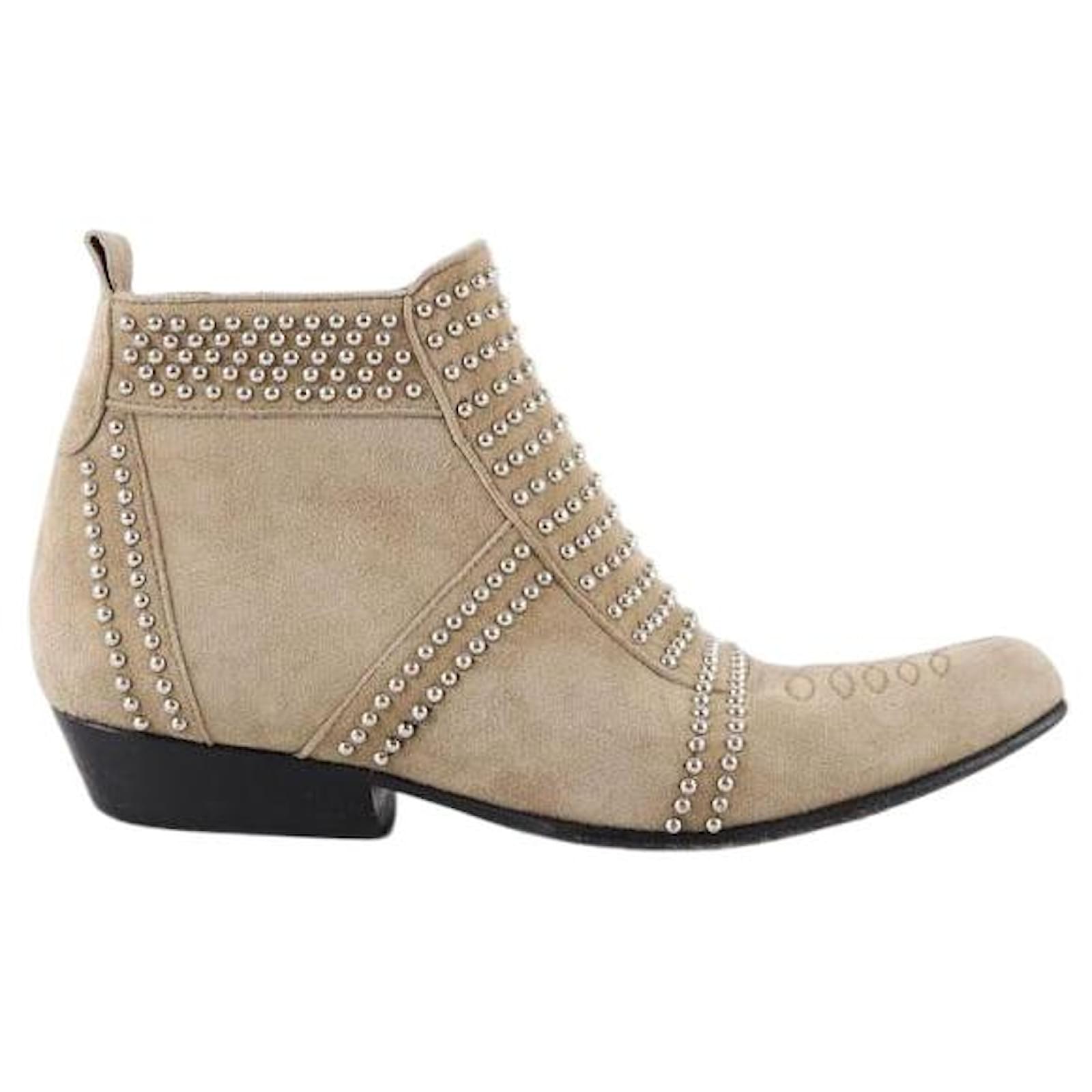 Anine Bing Leather boots Beige  ref.1836943