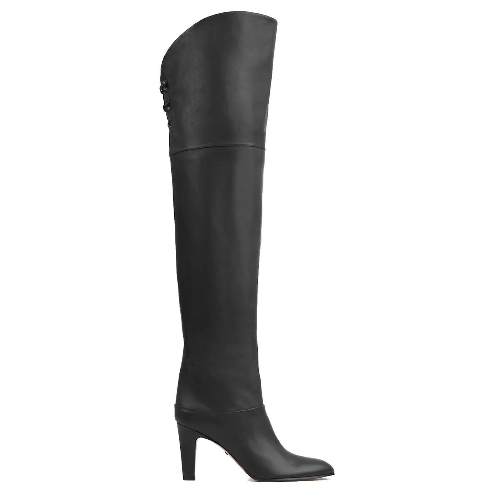 Chloé Eve Over-The-Knee Boots Black Leather Pony-style calfskin  ref.2317558
