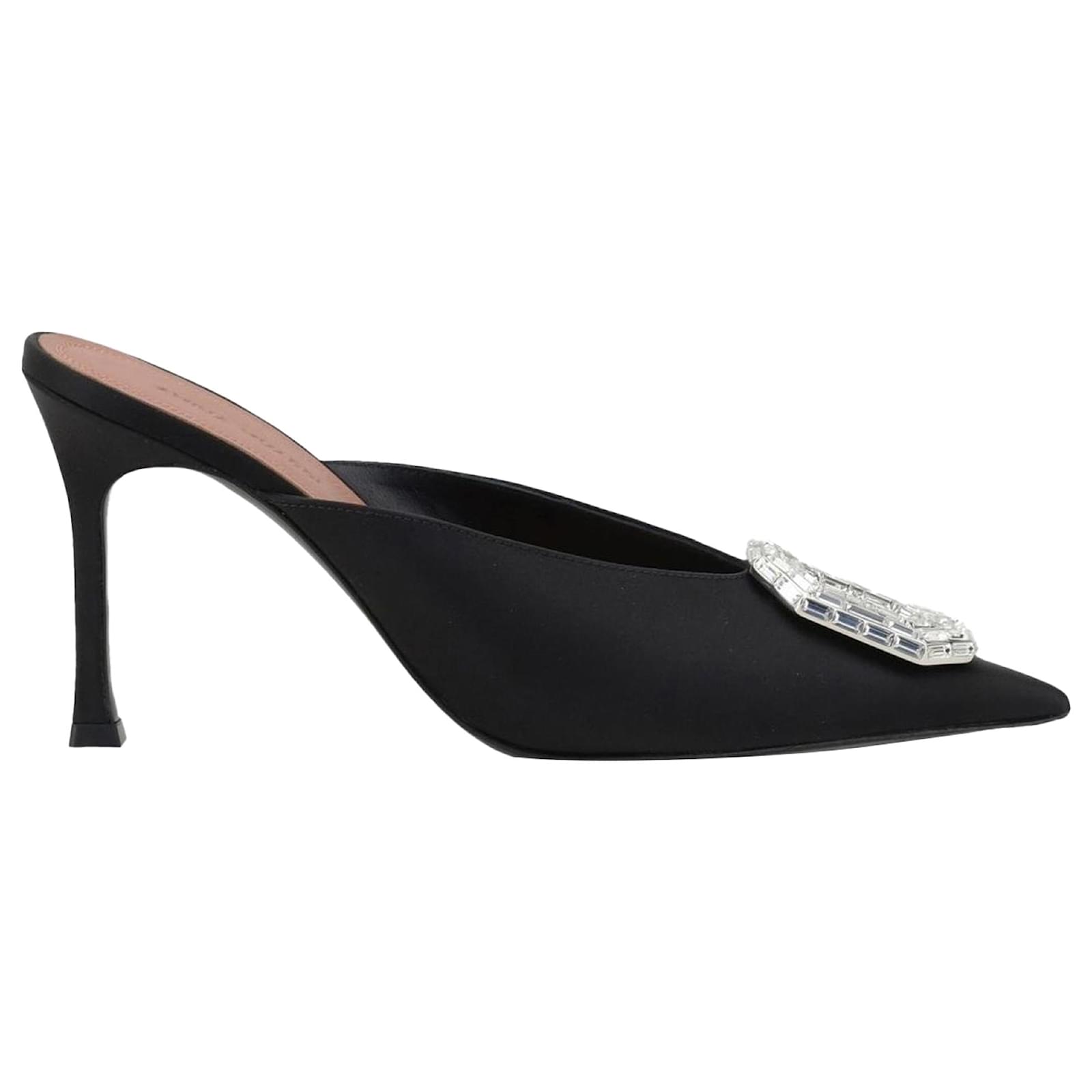 Amina Muaddi Camelia 90 Mules Black Silk  ref.2317152