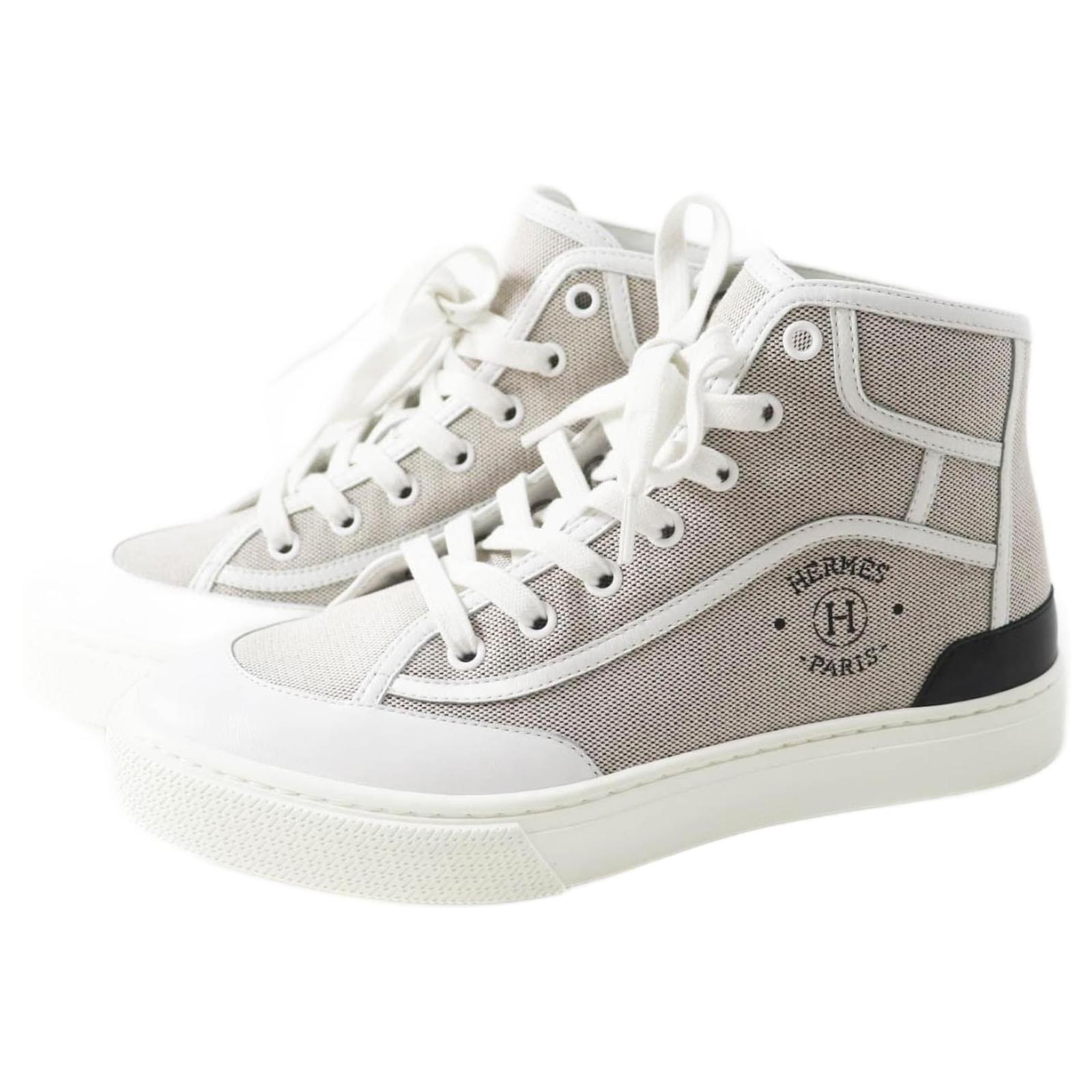 Hermès Hermes Leather High Cut Sneakers 37.5 White  ref.2315936