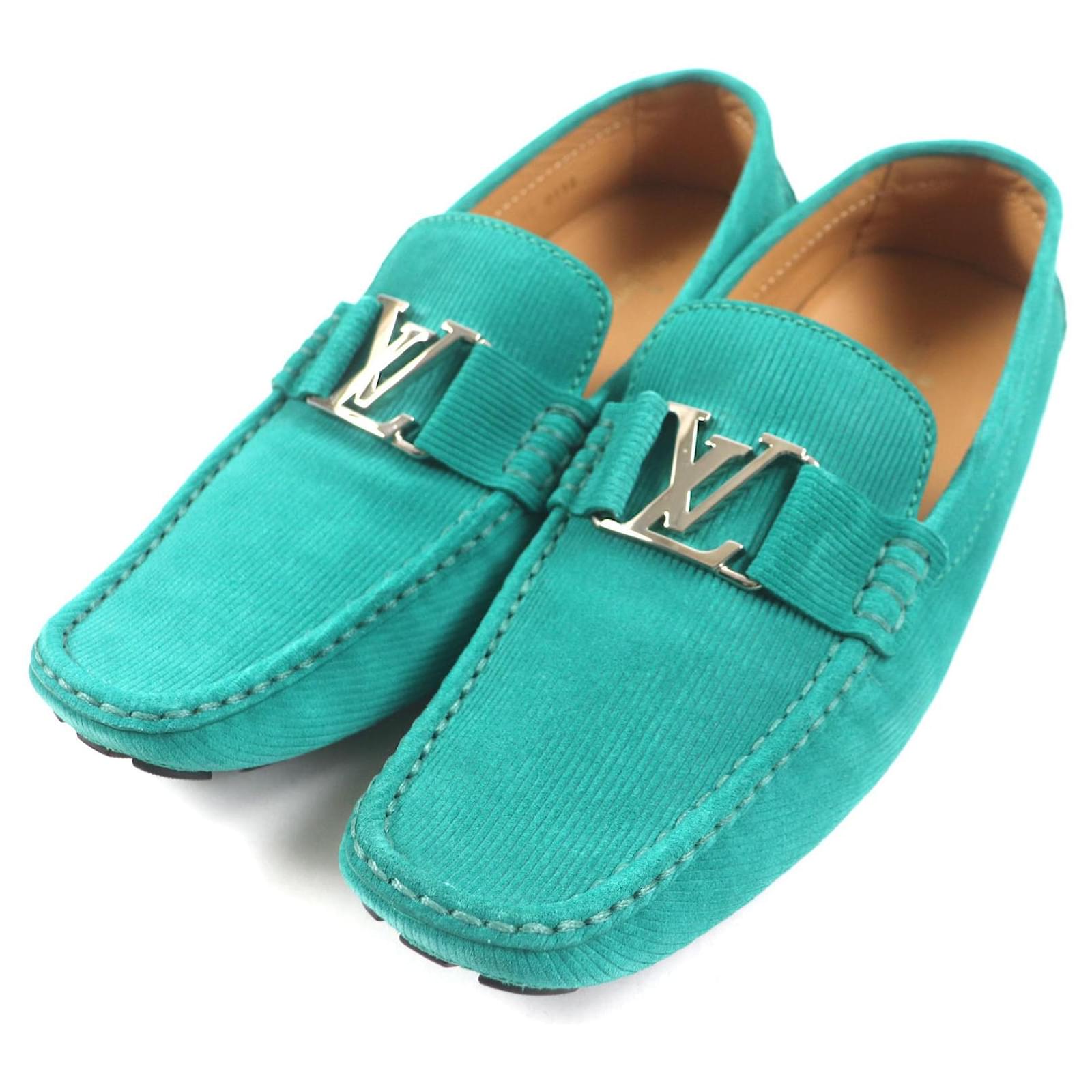 Louis Vuitton Monte Carlo Suede Driving Shoes Green Leather  ref.2315865