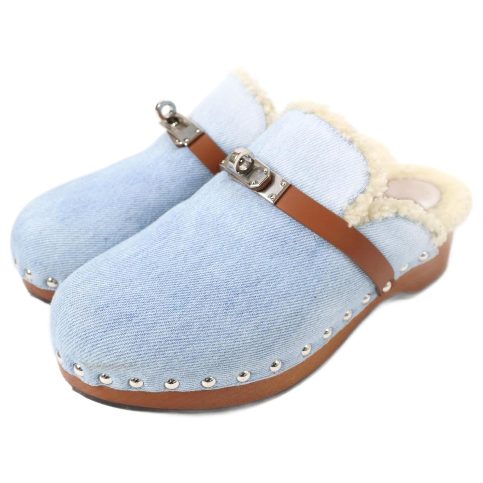 Hermès Hermes Kelly Buckle Sabot Sandals Blue  ref.2315760