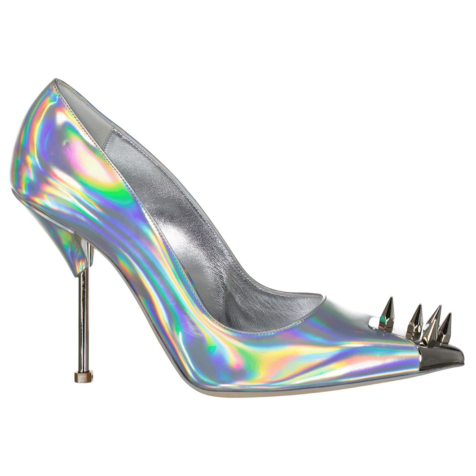 Alexander Mcqueen Punkstud Leather Pumps Silvery Metallic Pony-style calfskin  ref.2314322