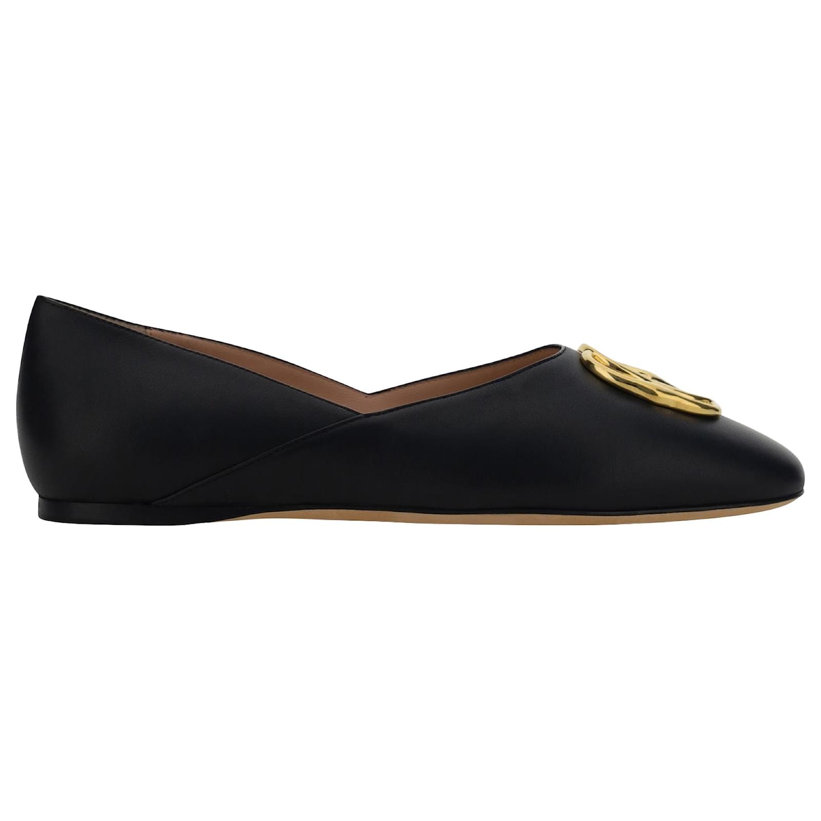 Bally Leather Ballerina Flats Black Pony-style calfskin  ref.2314310