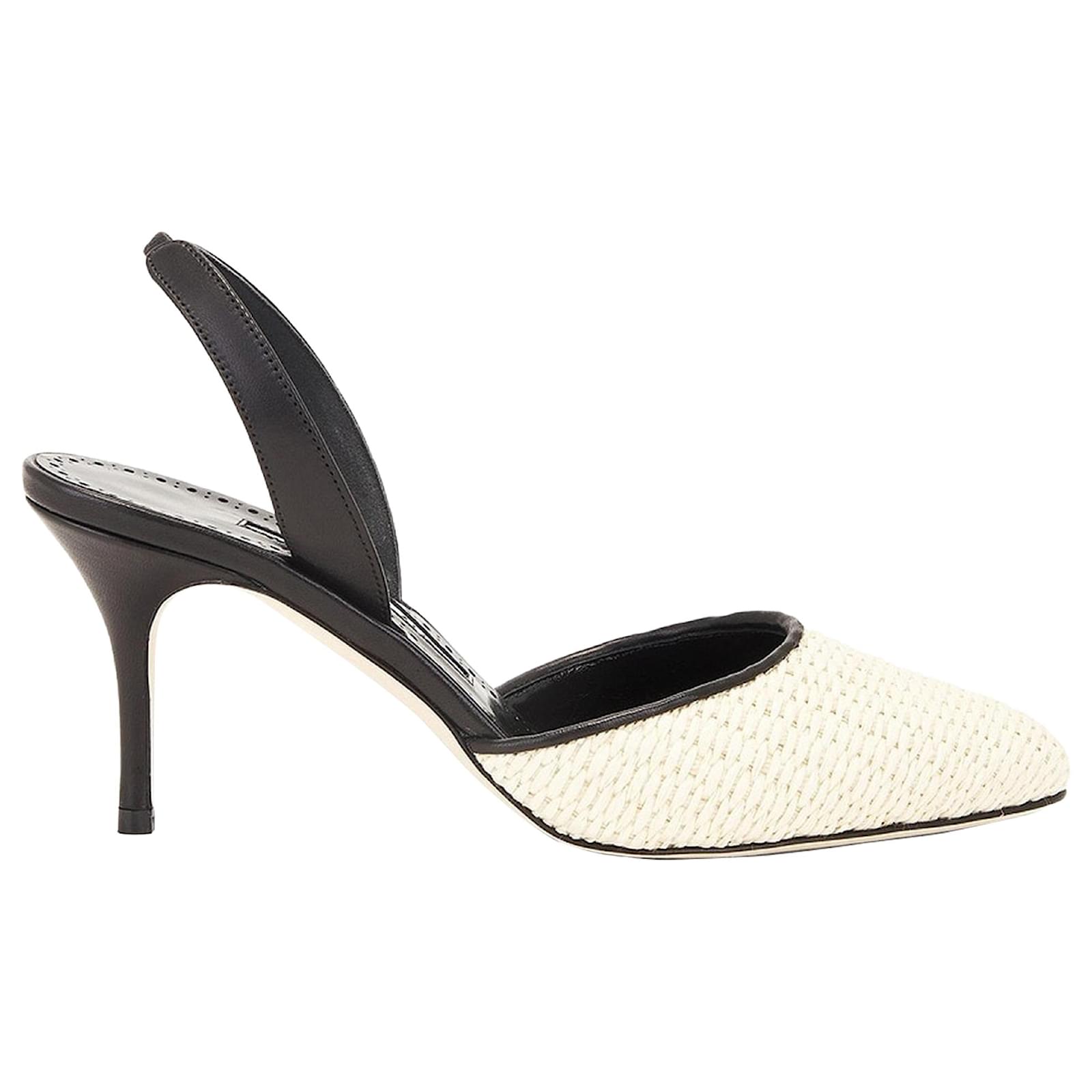 Manolo Blahnik Casam 70 Raffia Pumps Black  ref.2314248